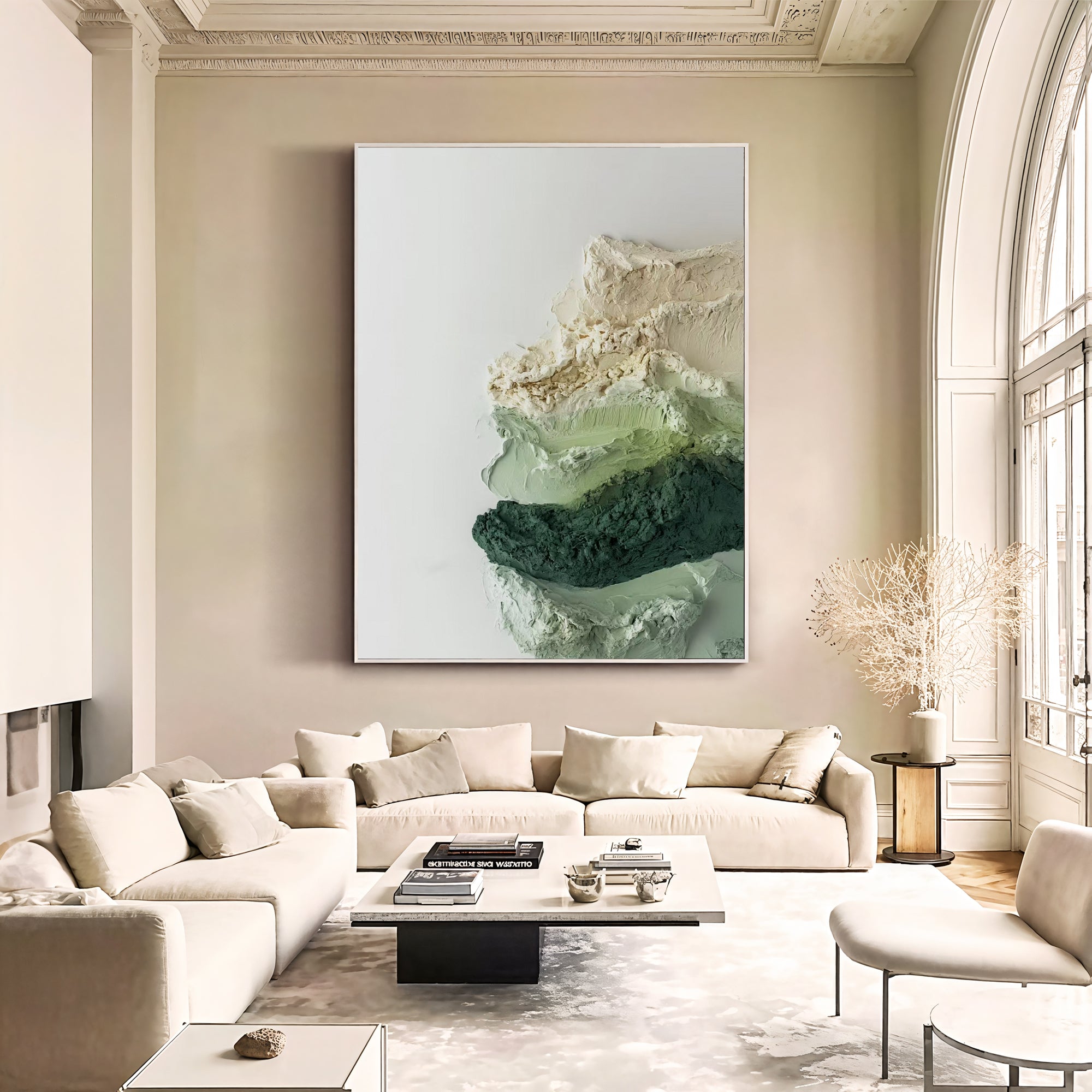 Textured Verdant Gradients | Ivory Crescents