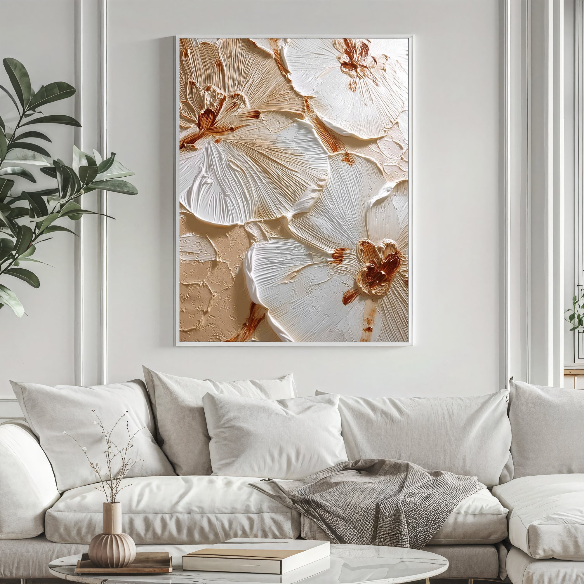 Textured Petal Splendor | Cream Blossoms