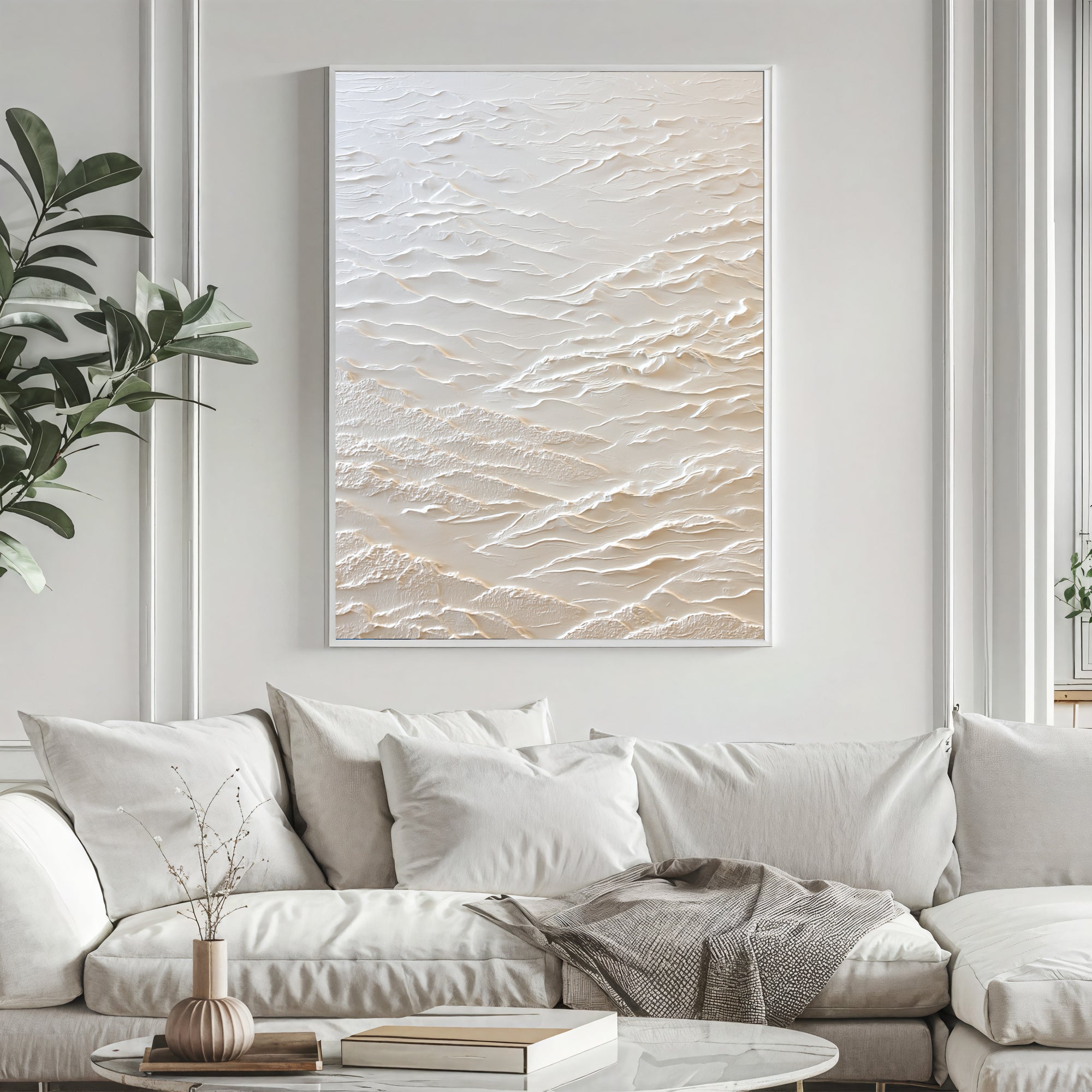 Textured Ivory Undulations | White Ridges