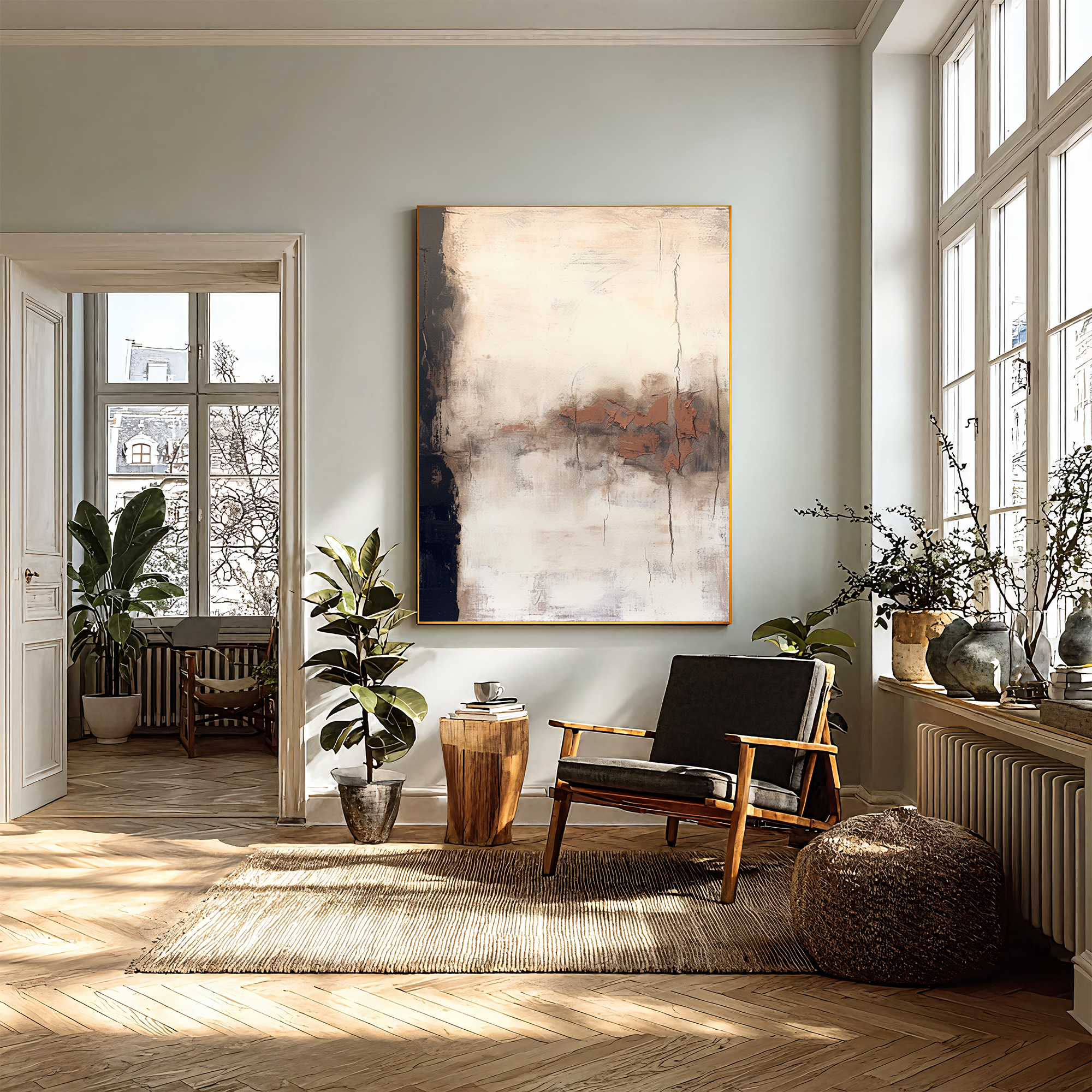 Textured Abstract Opulence | Beige Noir