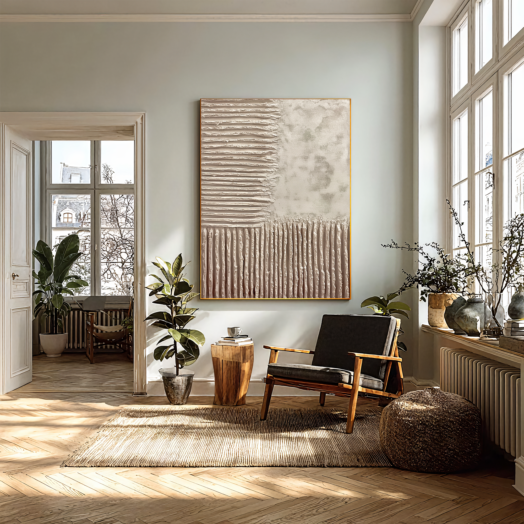 Textured Block Sophistication | Beige Taupe