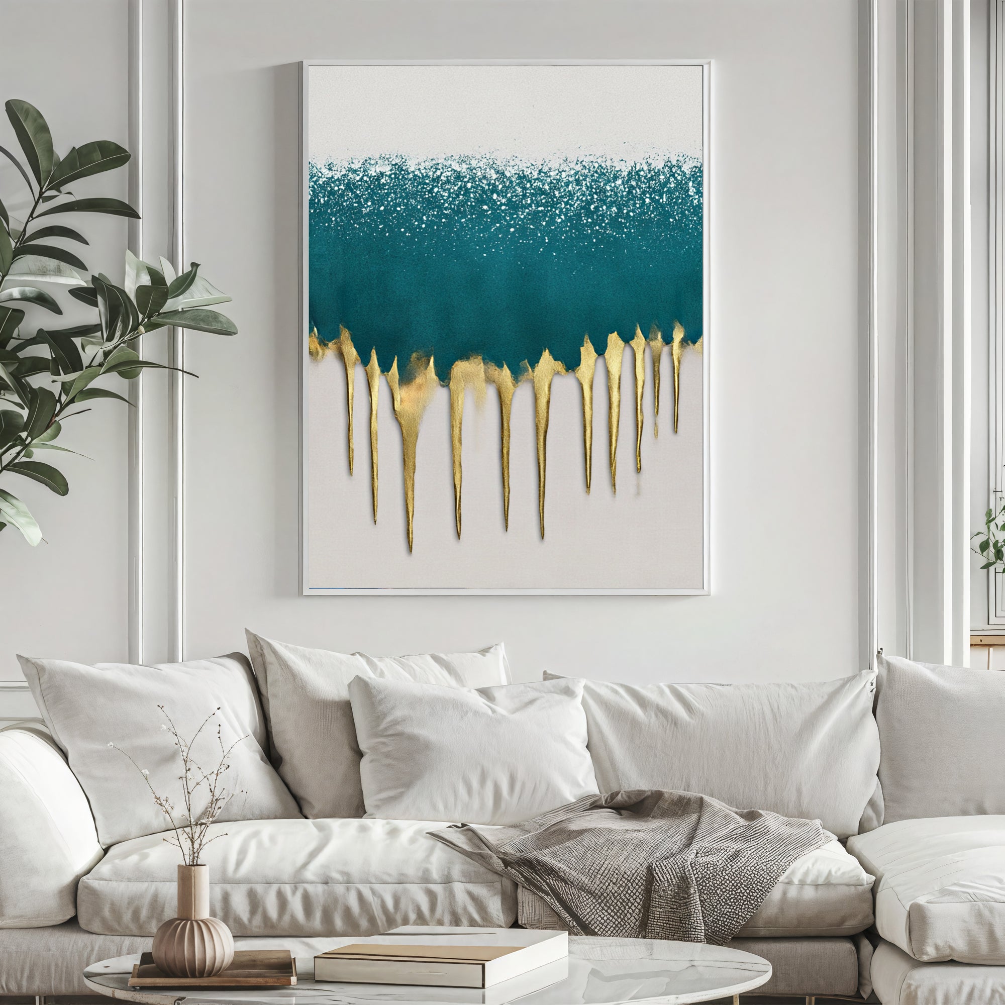 Textured Turquoise Glow | Gilded Drips