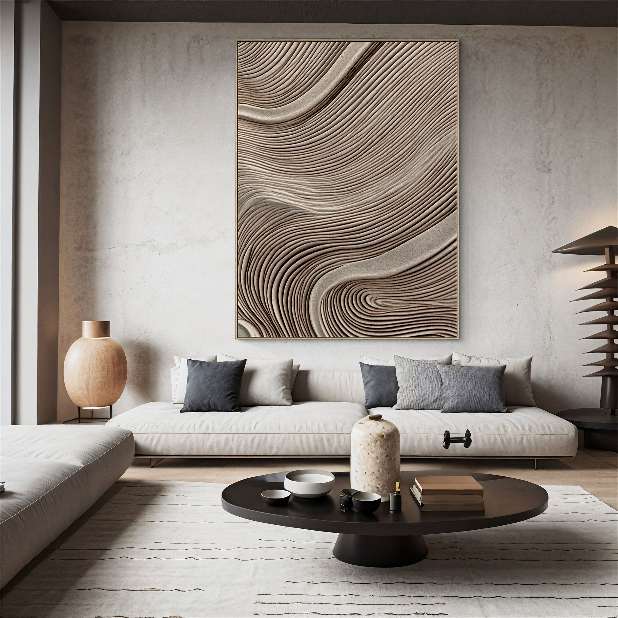 Textured Wave Sophistication | Beige Grey