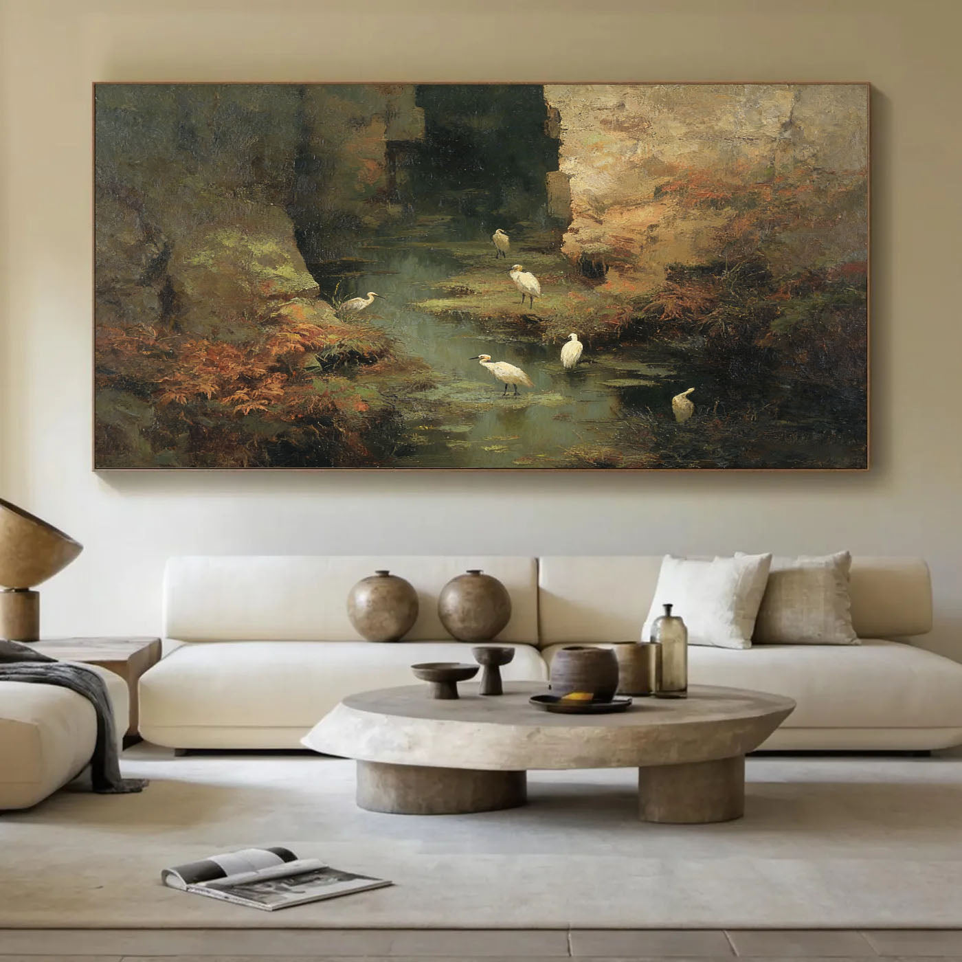 Textured Grotto Solitude | White Egrets