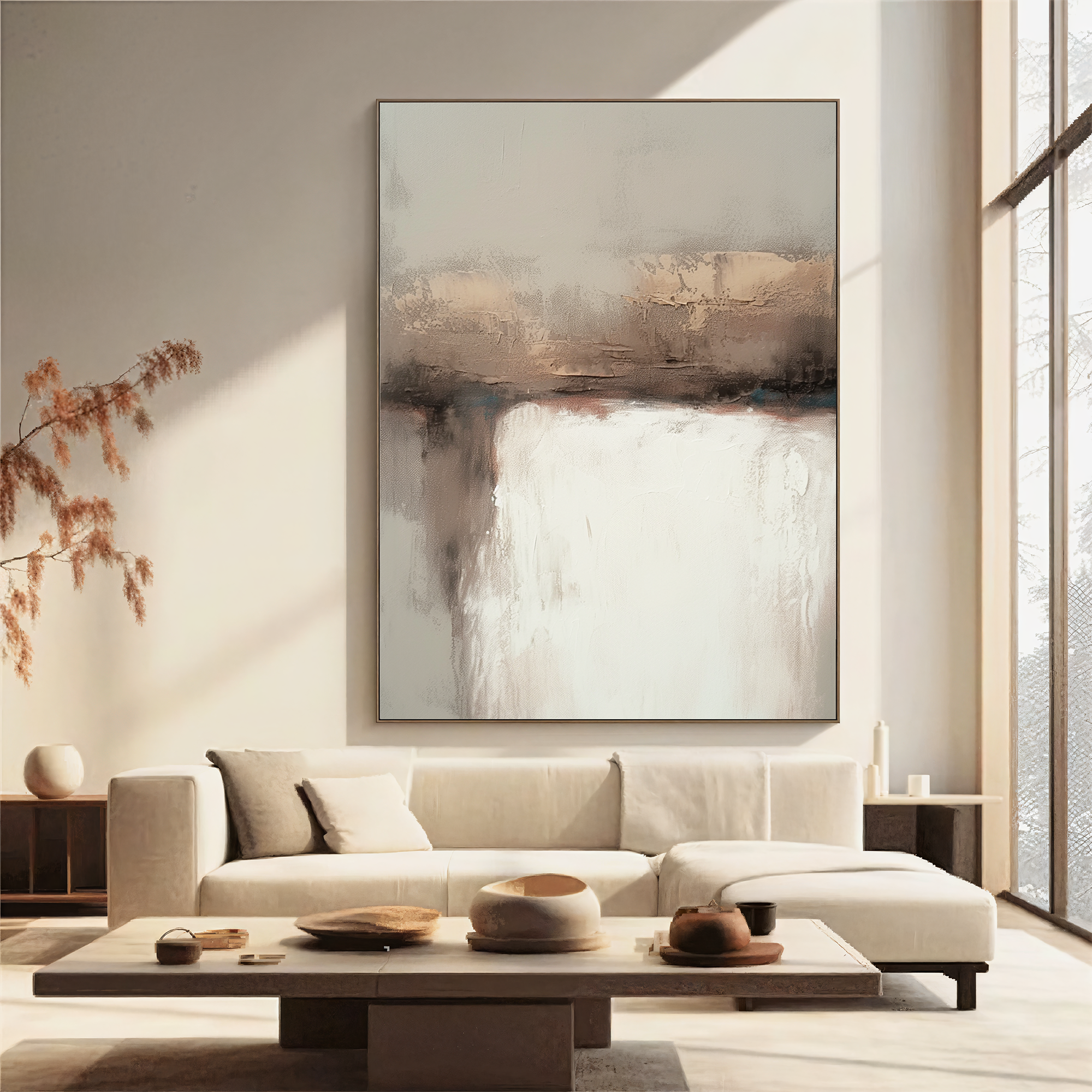 Textured Abstract Serenity | Beige White