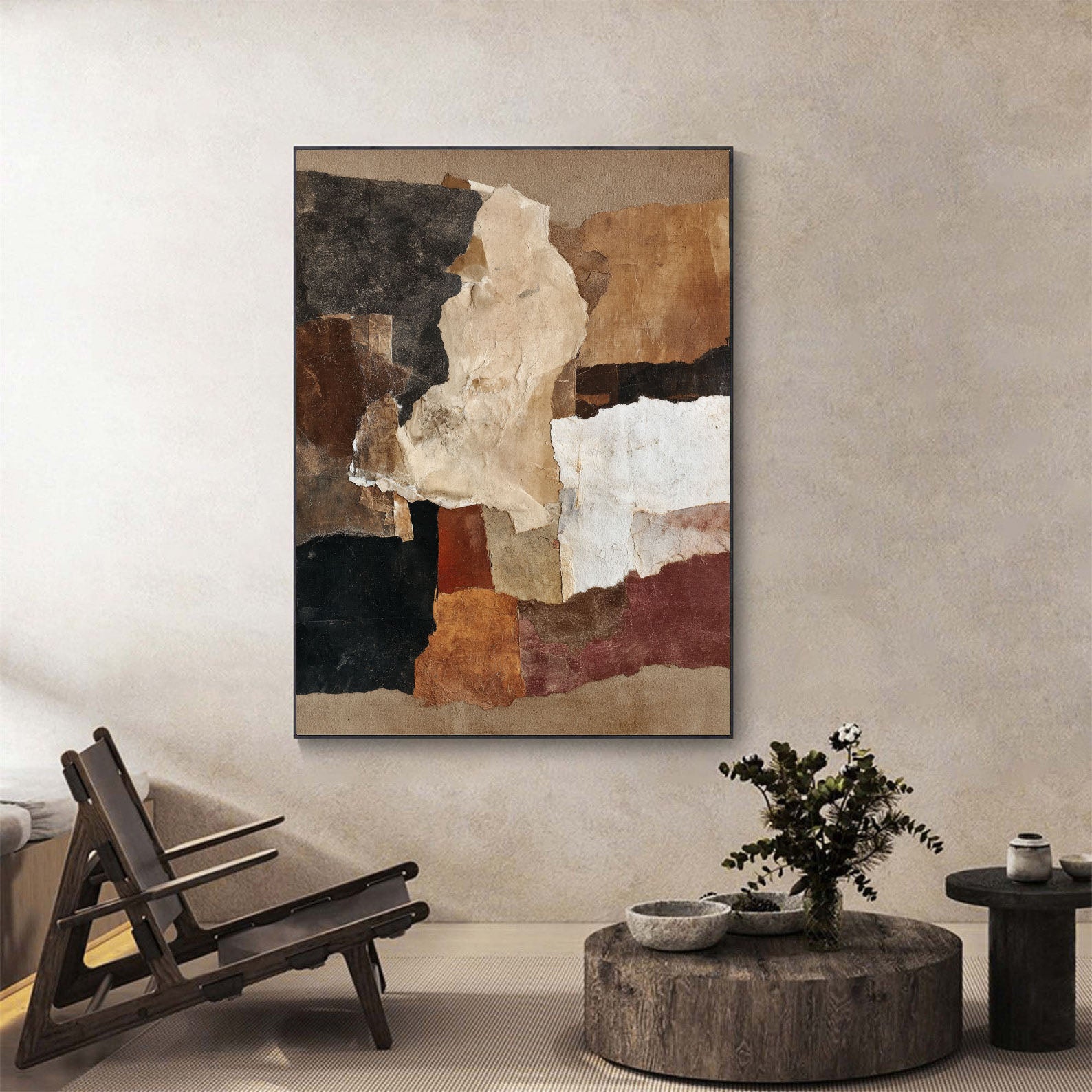 Earth Tones Collage Art | Organic Sophistication