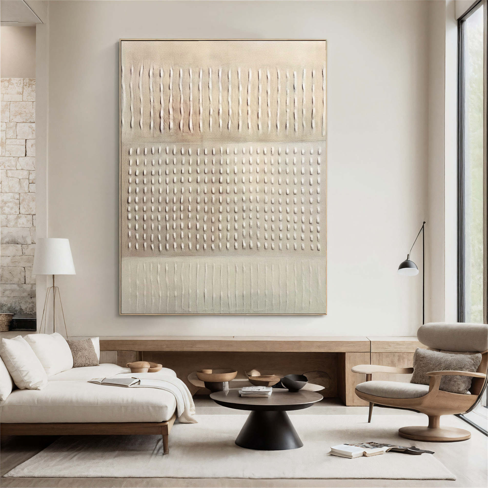 Textured Grid Elegance | Beige Rhythm