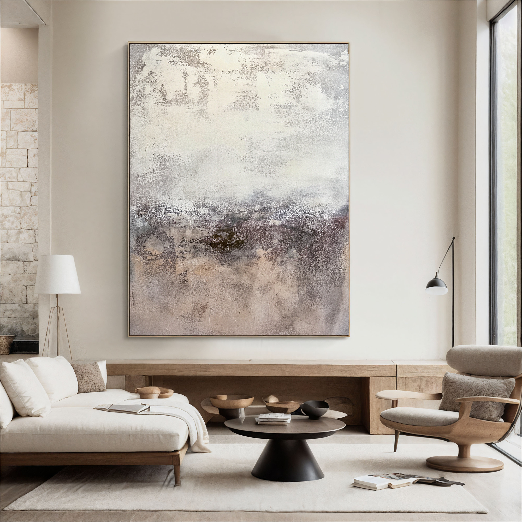 Textured Misty Elegance | Grey Beige