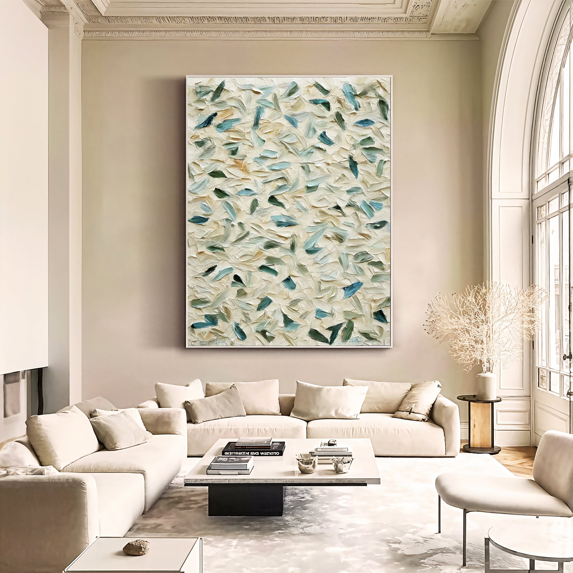 Textured Leaf Opulence | Aqua Whispers