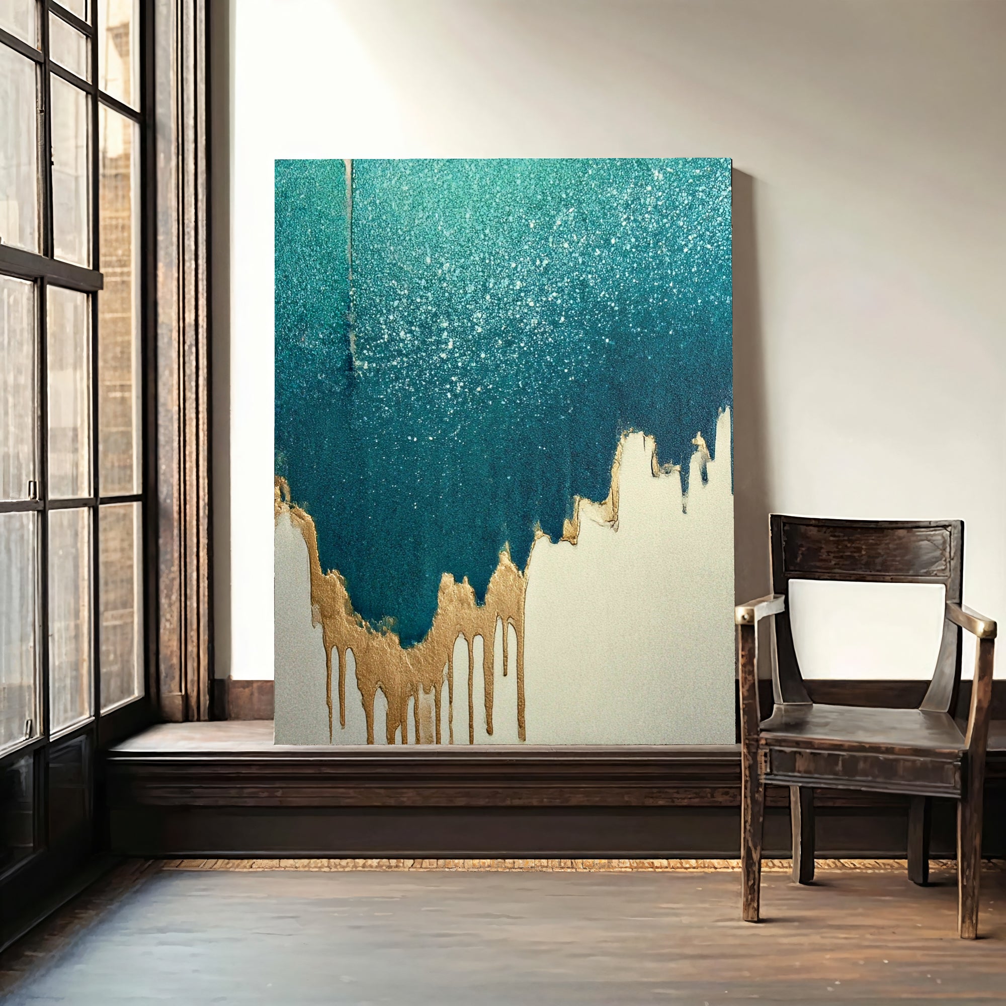 Textured Turquoise Splendor | Gilded Drips