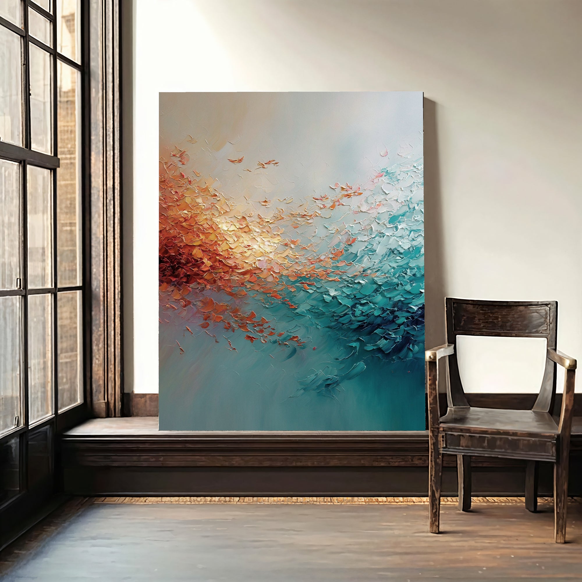 Textured Coral Cascade | Teal Swirl