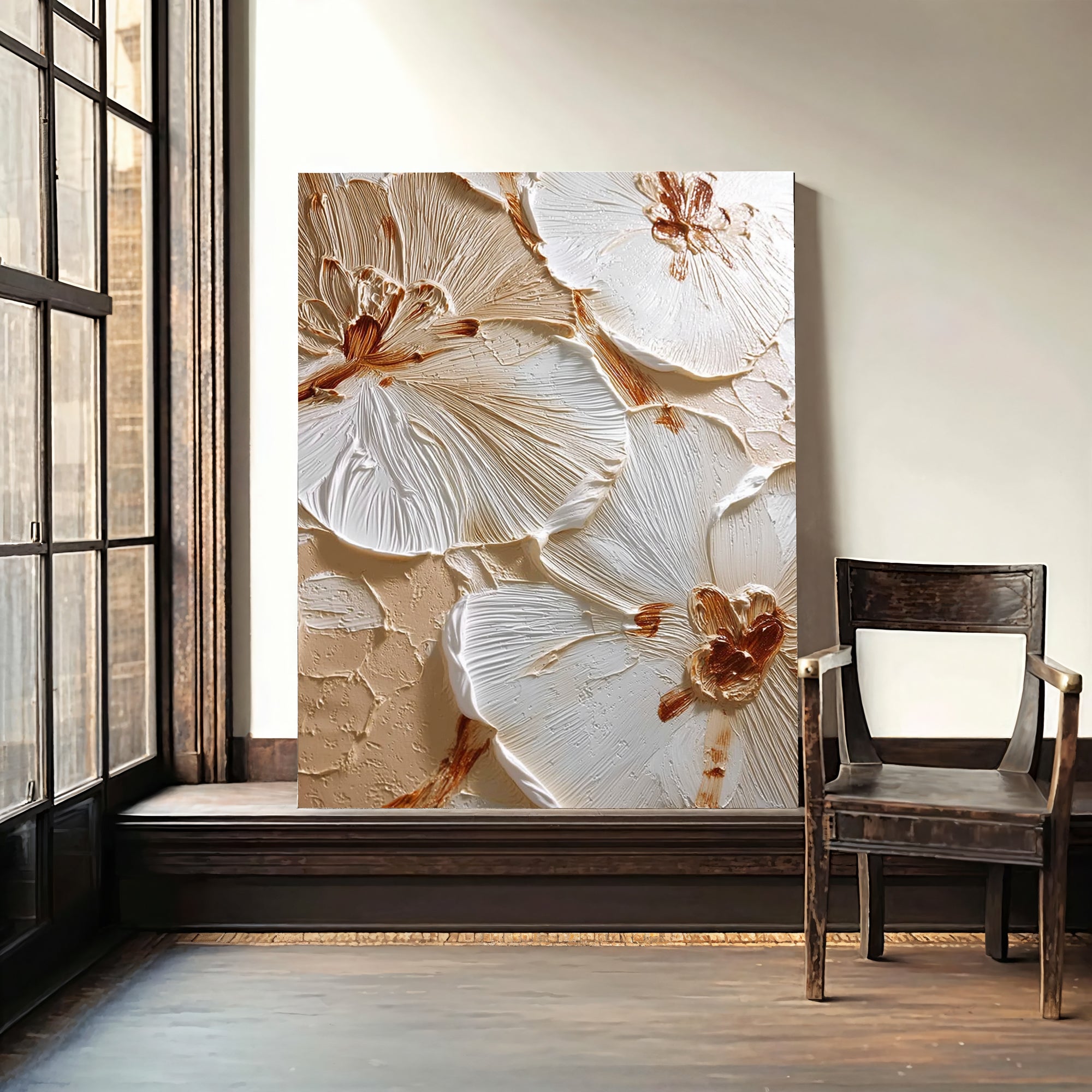 Textured Petal Splendor | Cream Blossoms