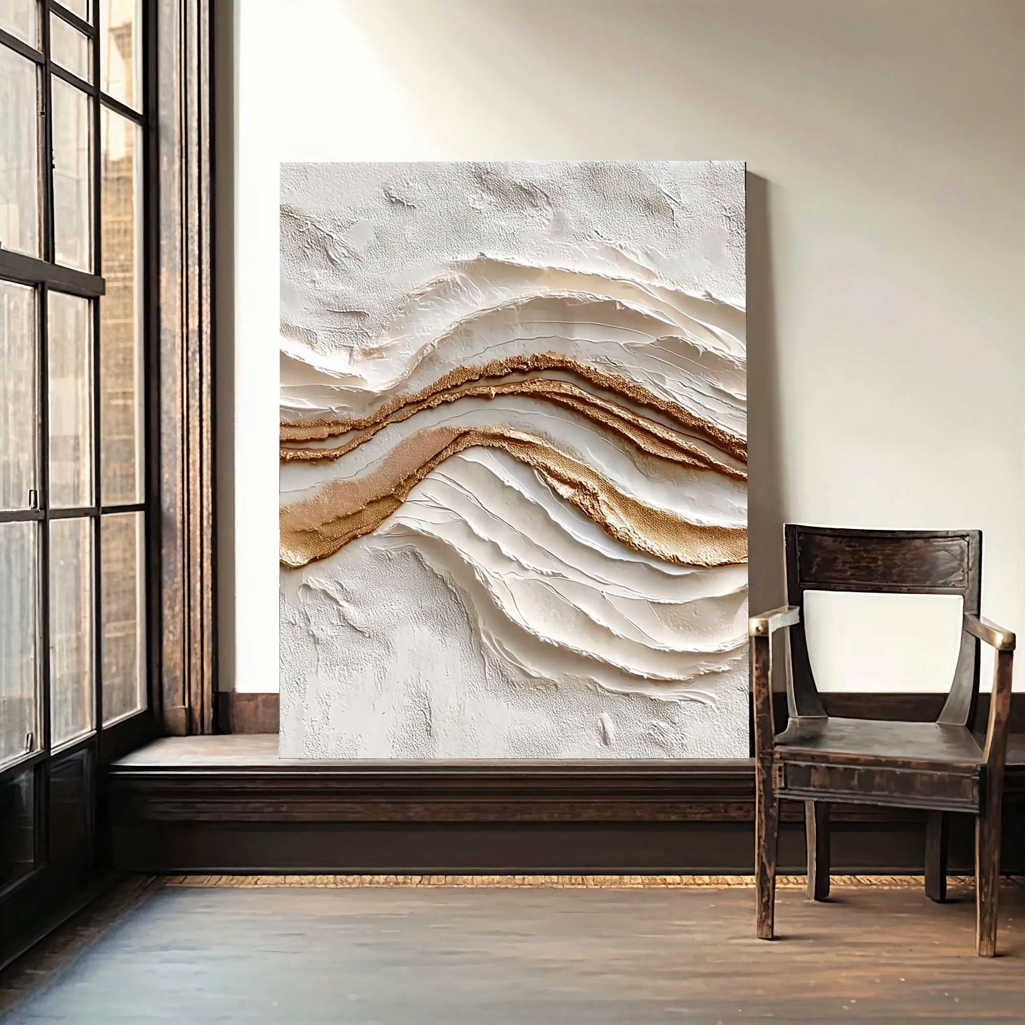 Textured Gilded Waves | Ivory Gold