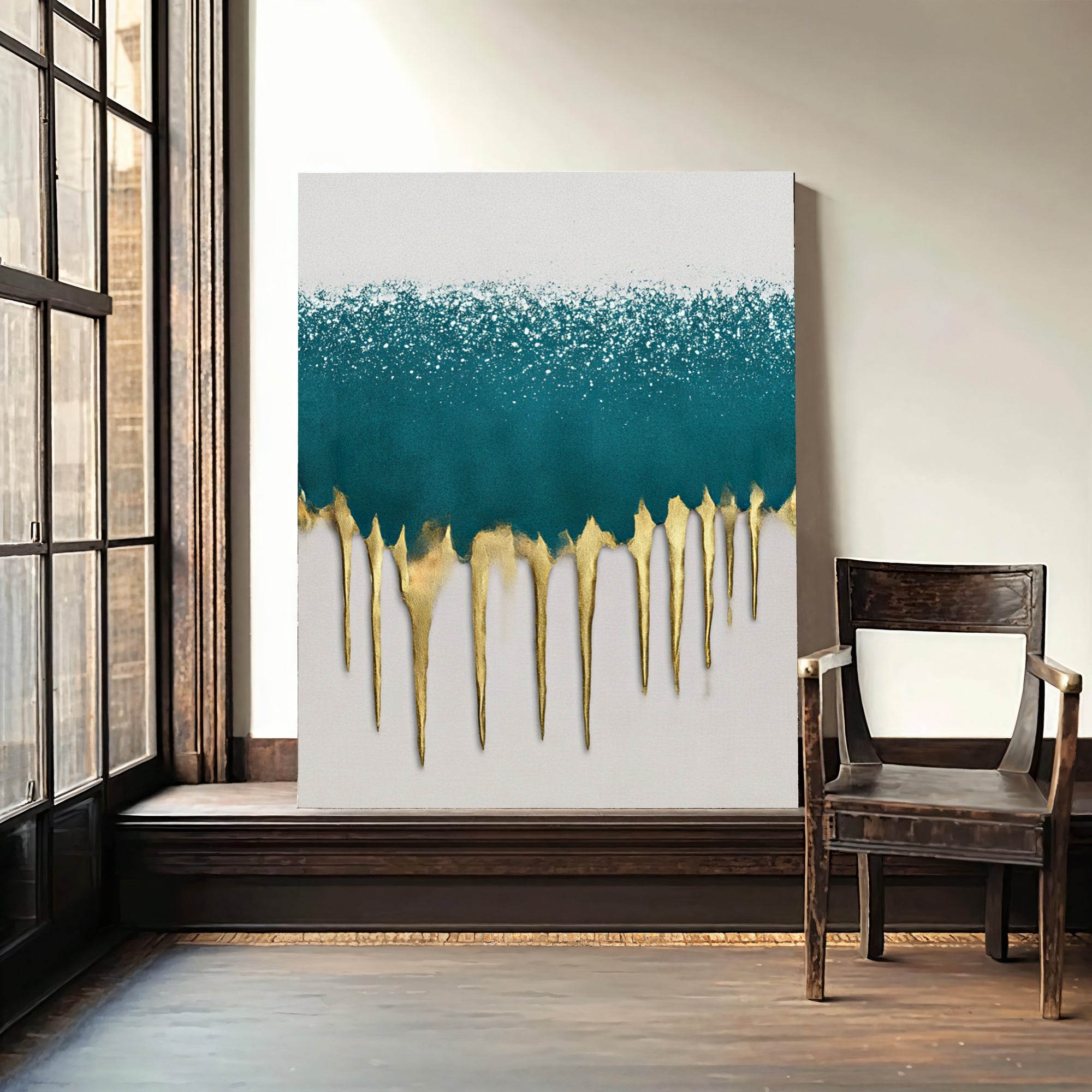 Textured Turquoise Glow | Gilded Drips