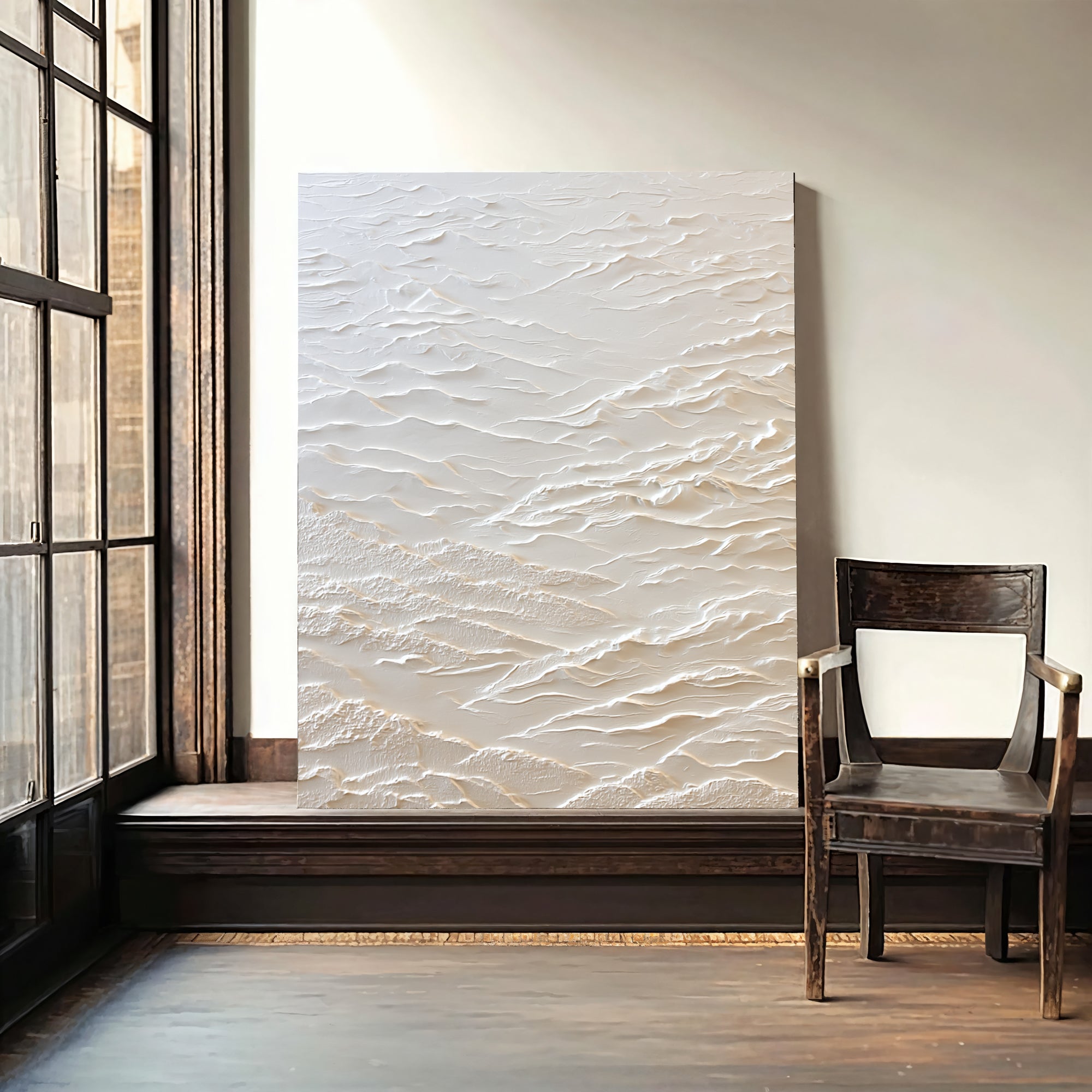 Textured Ivory Undulations | White Ridges