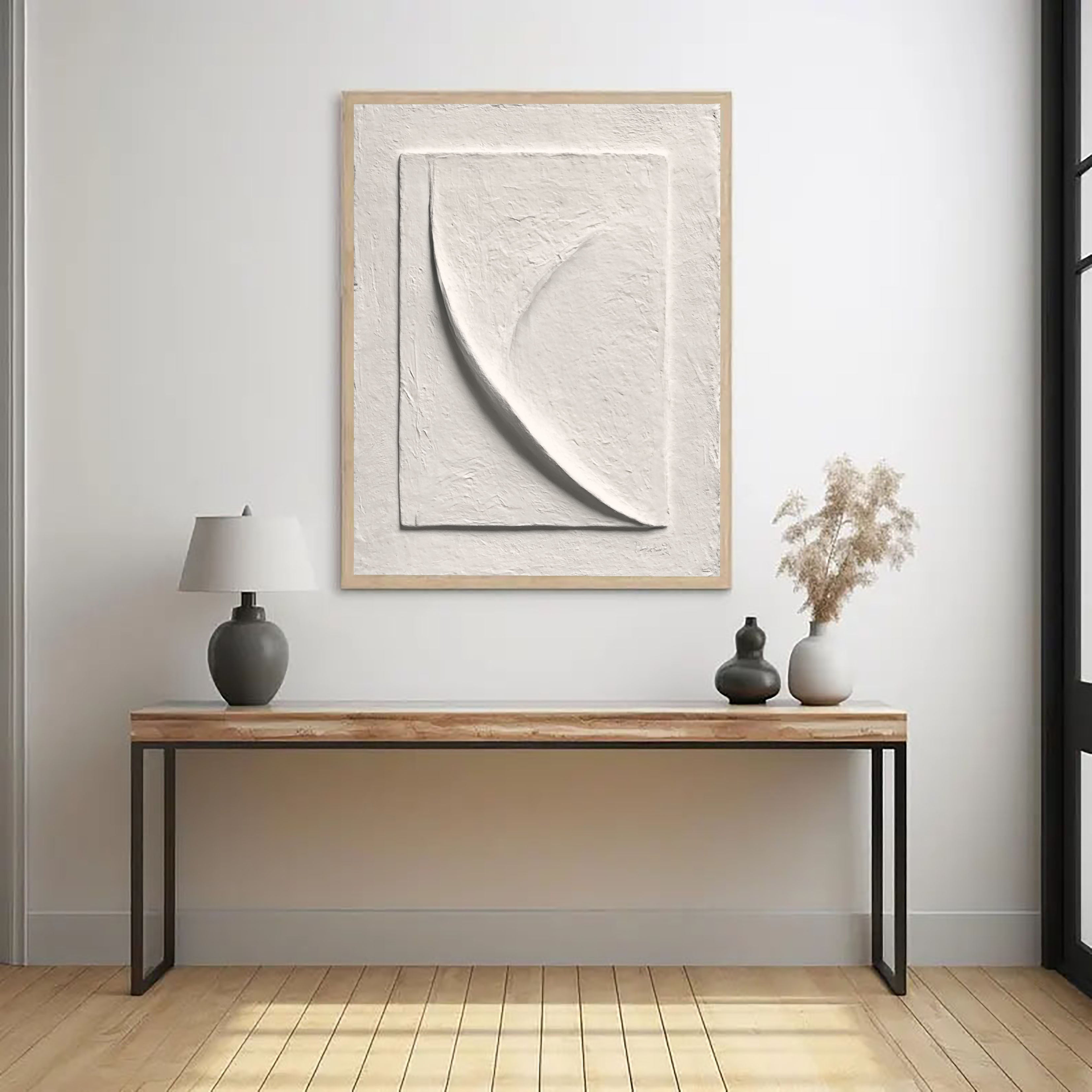 Textured Curved Silhouette | White Arc