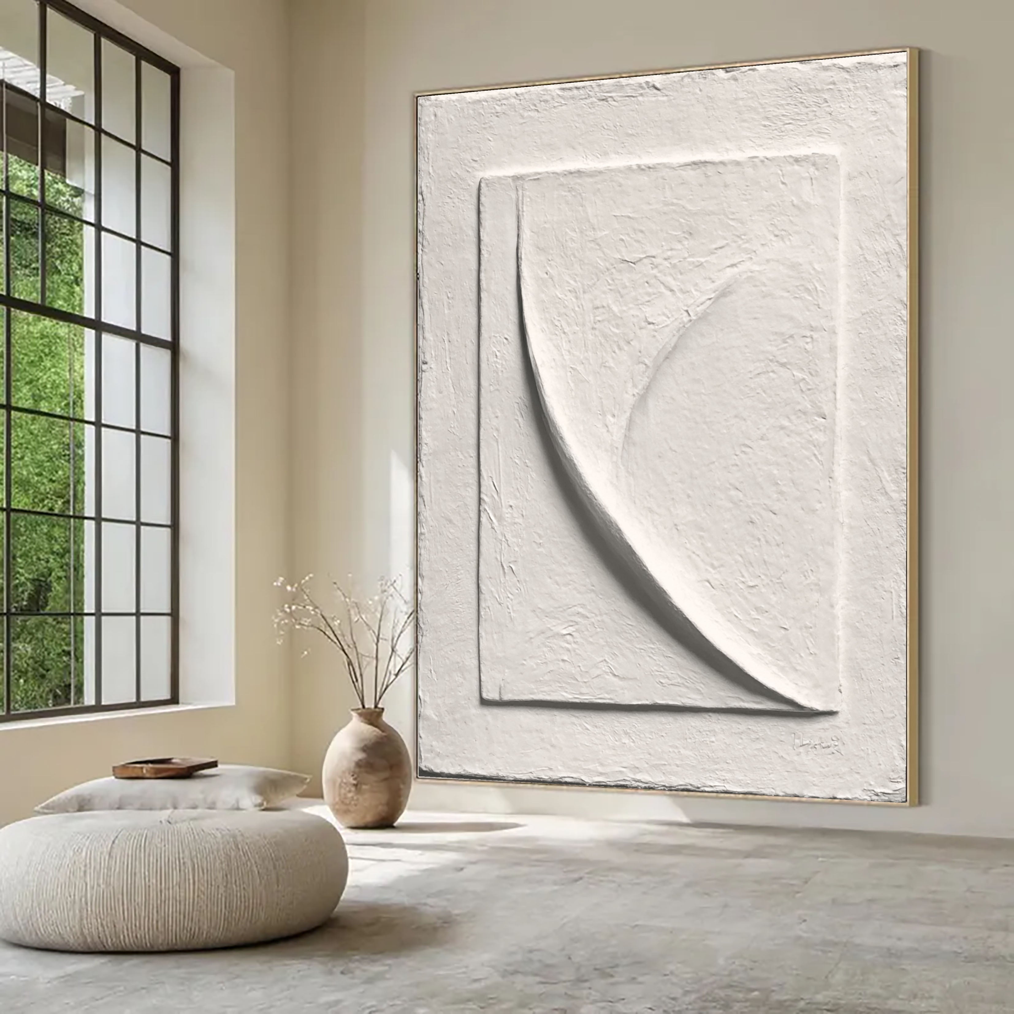 Textured Curved Silhouette | White Arc