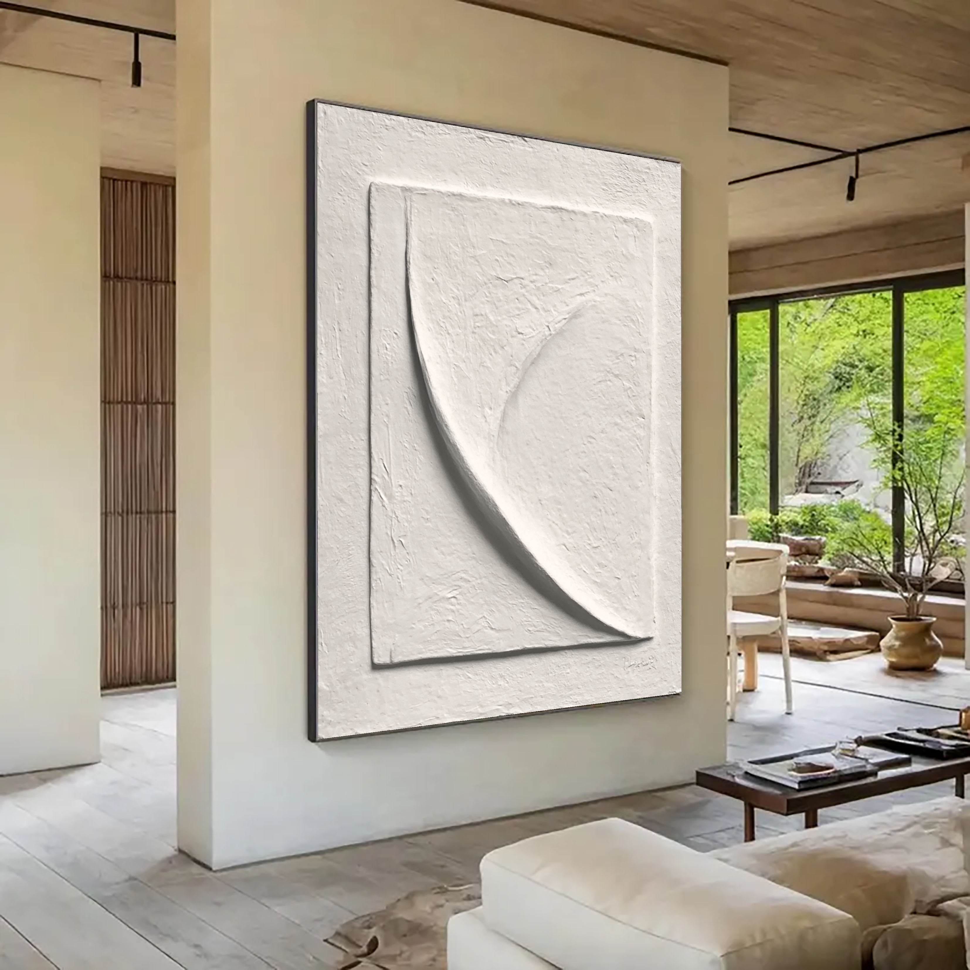 Textured Curved Silhouette | White Arc