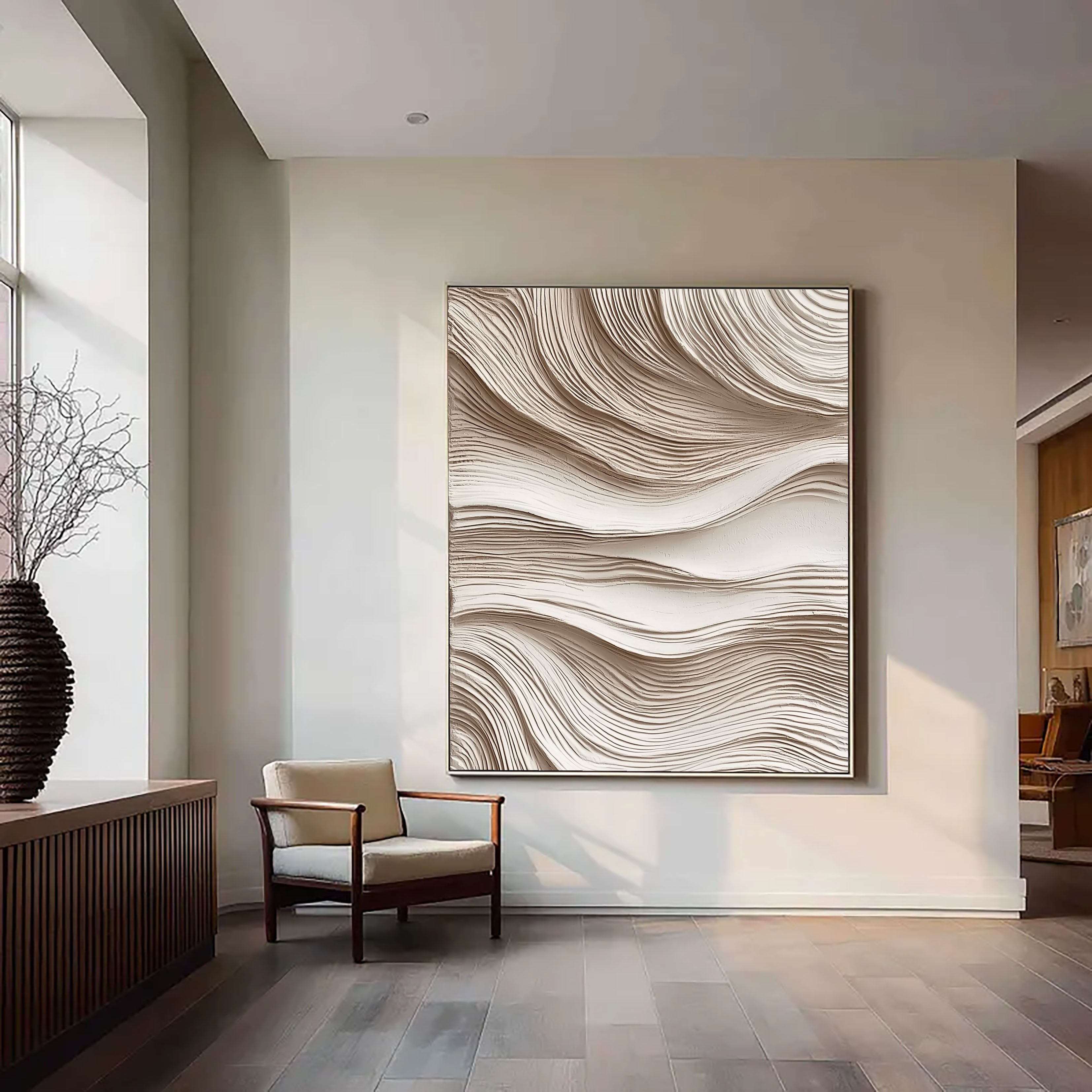 Textured Wave Serenity | Cream Undulation