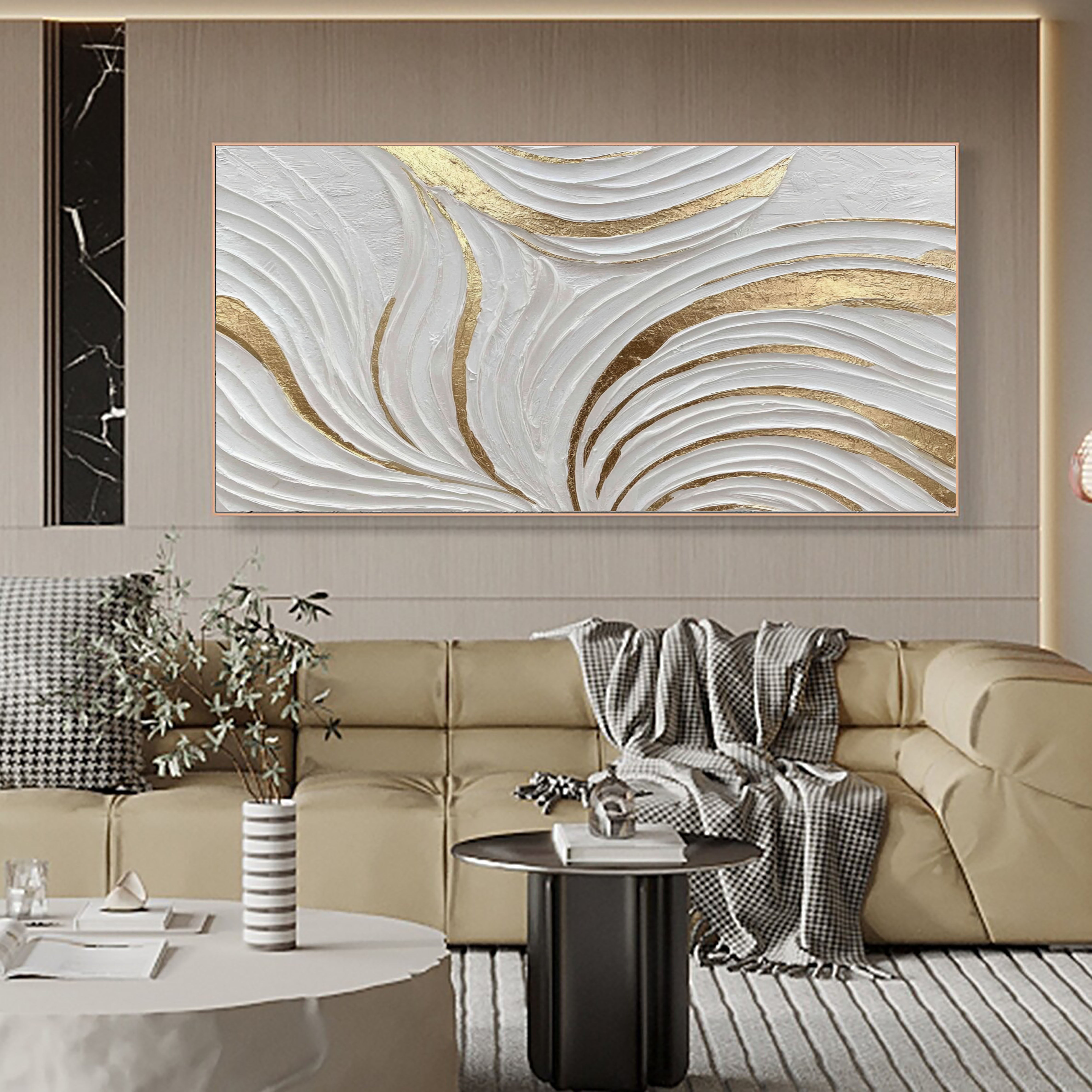 Textured Wavy Splendor | Gold Swirl