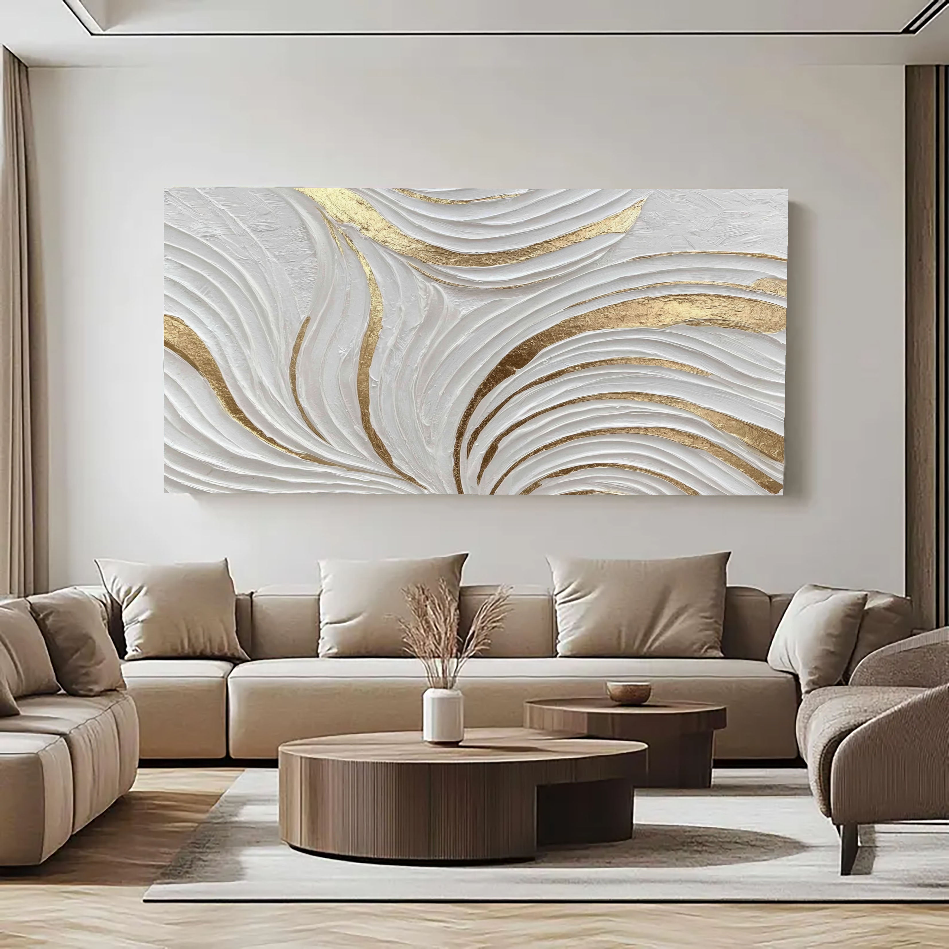 Textured Wavy Splendor | Gold Swirl