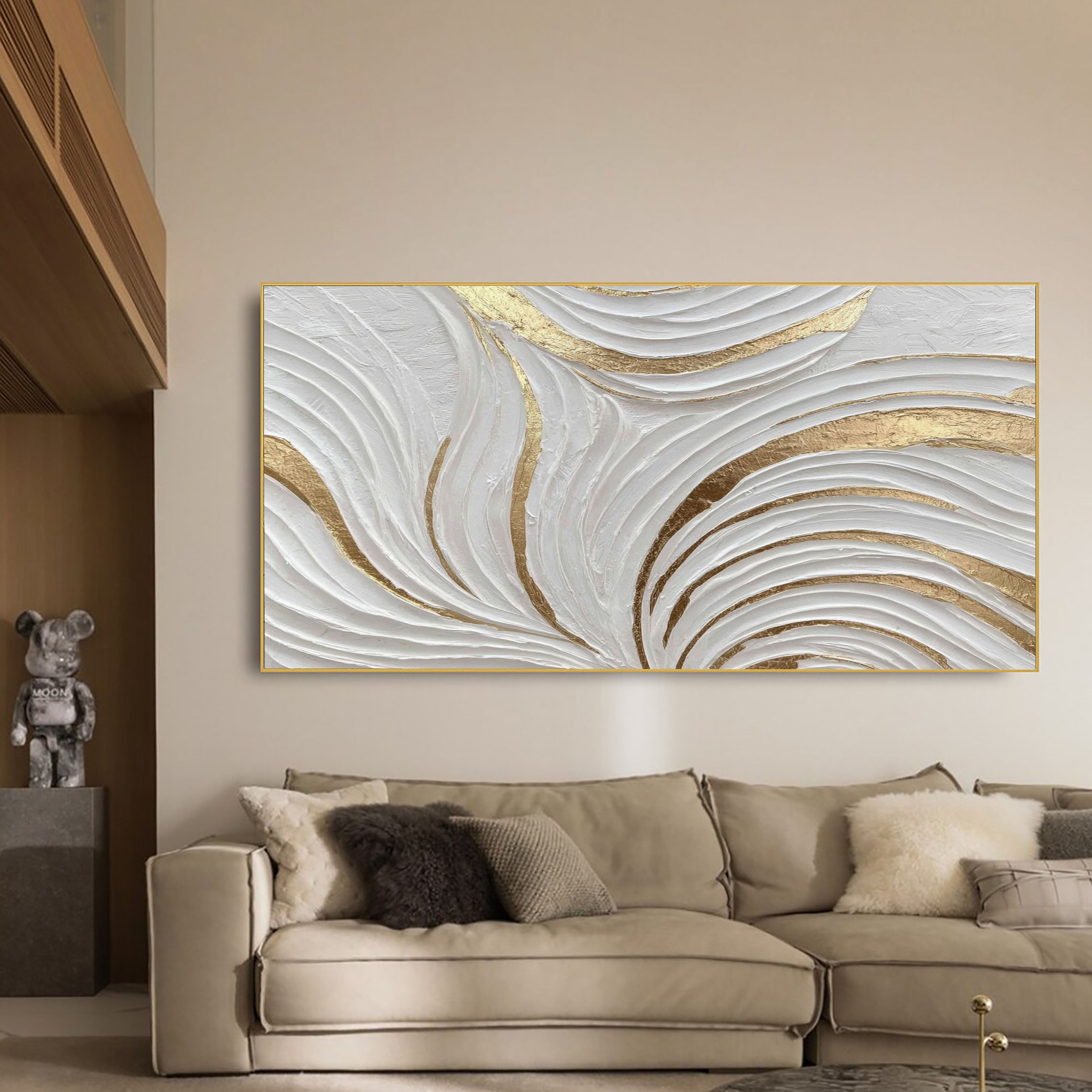 Textured Wavy Splendor | Gold Swirl