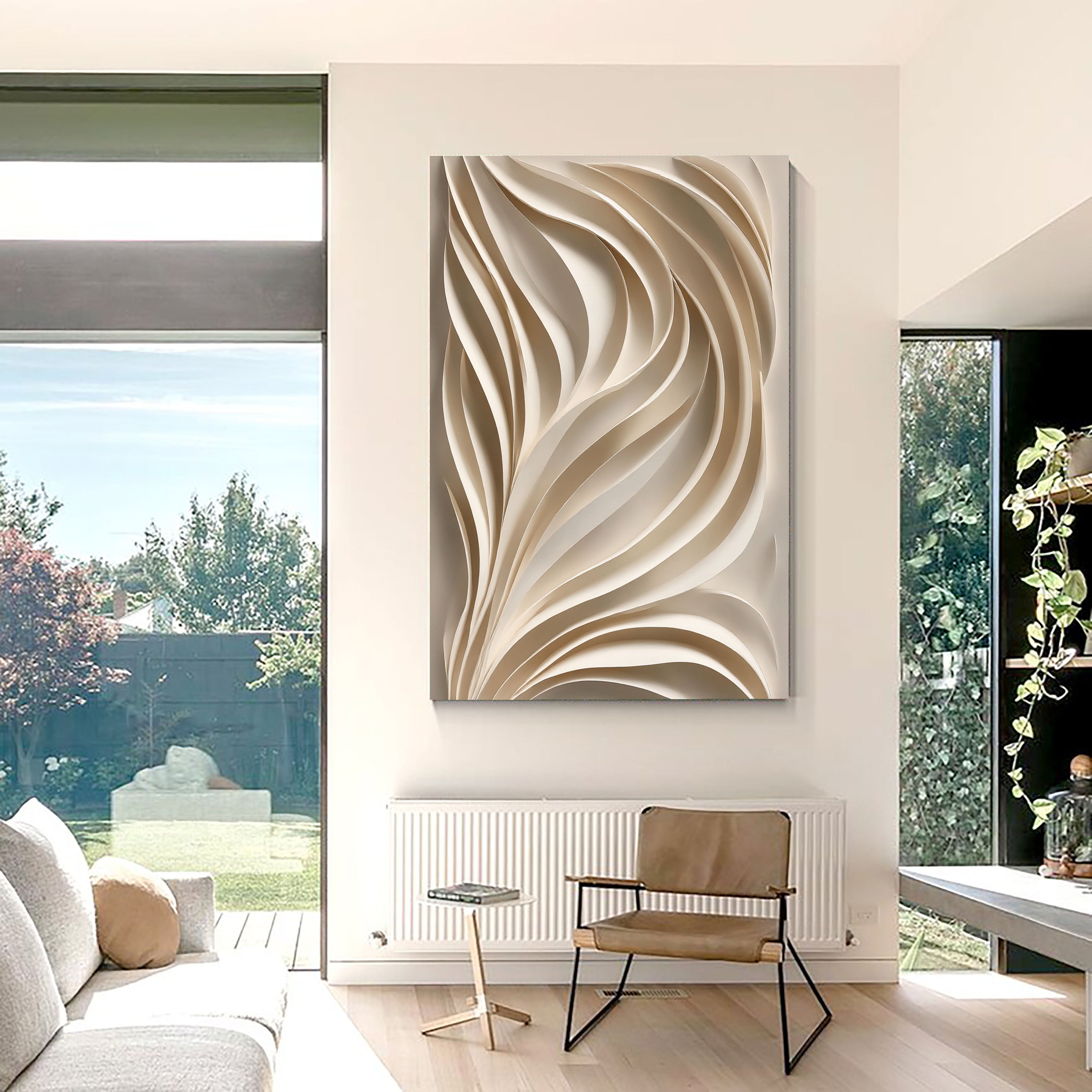 Textured Wavy Elegance | Beige Ripple