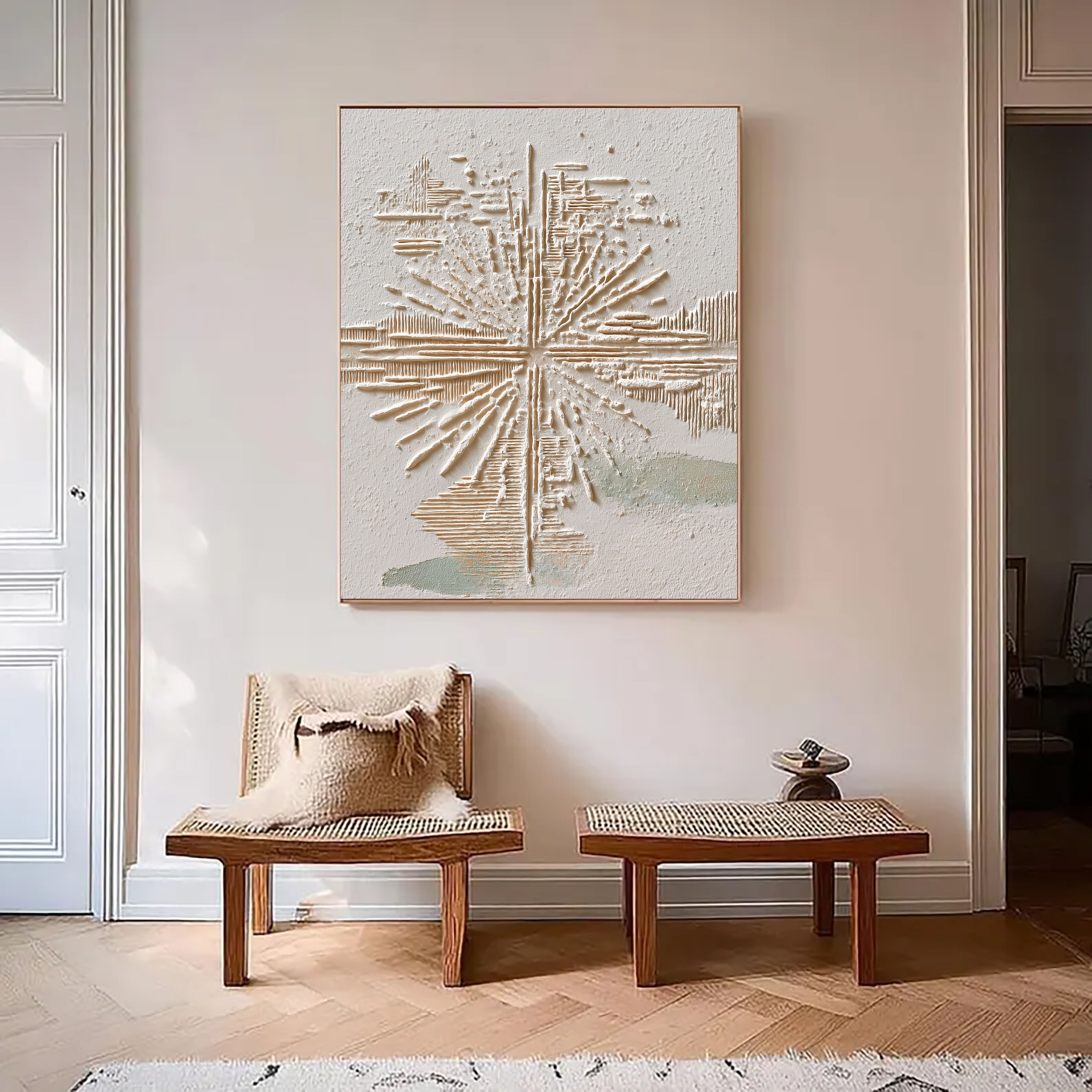 Textured Radiant Burst | Beige Accents