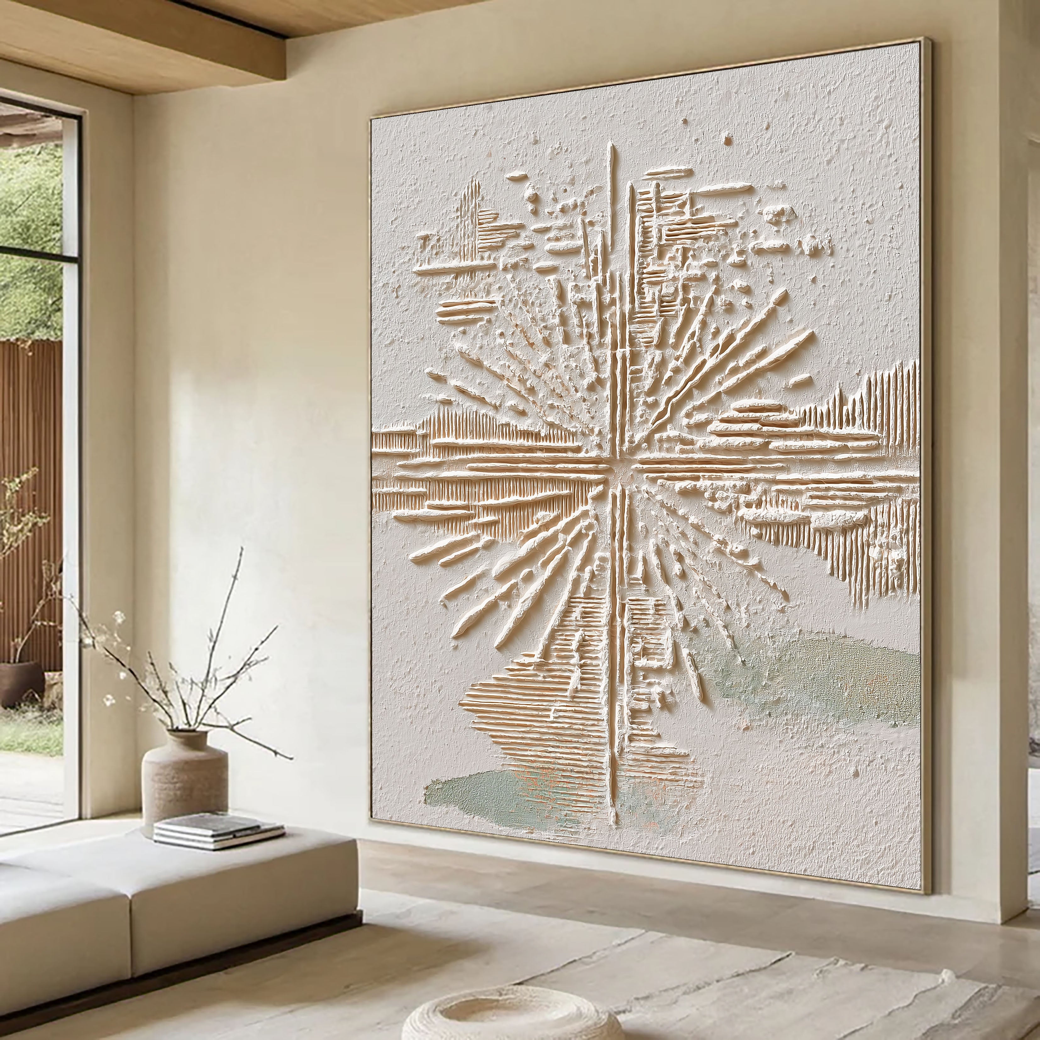 Textured Radiant Burst | Beige Accents