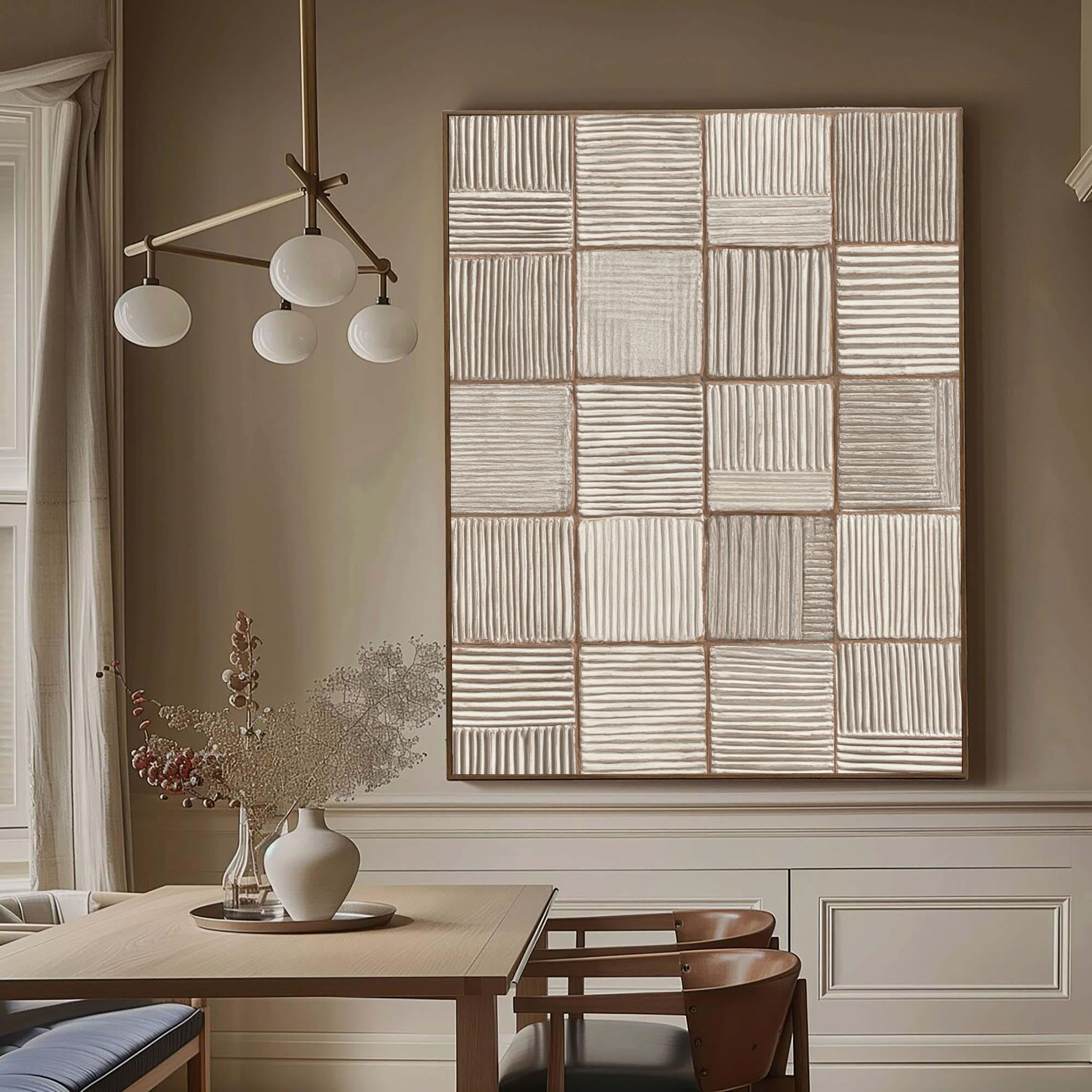 Textured Grid Elegance | Cream Panel