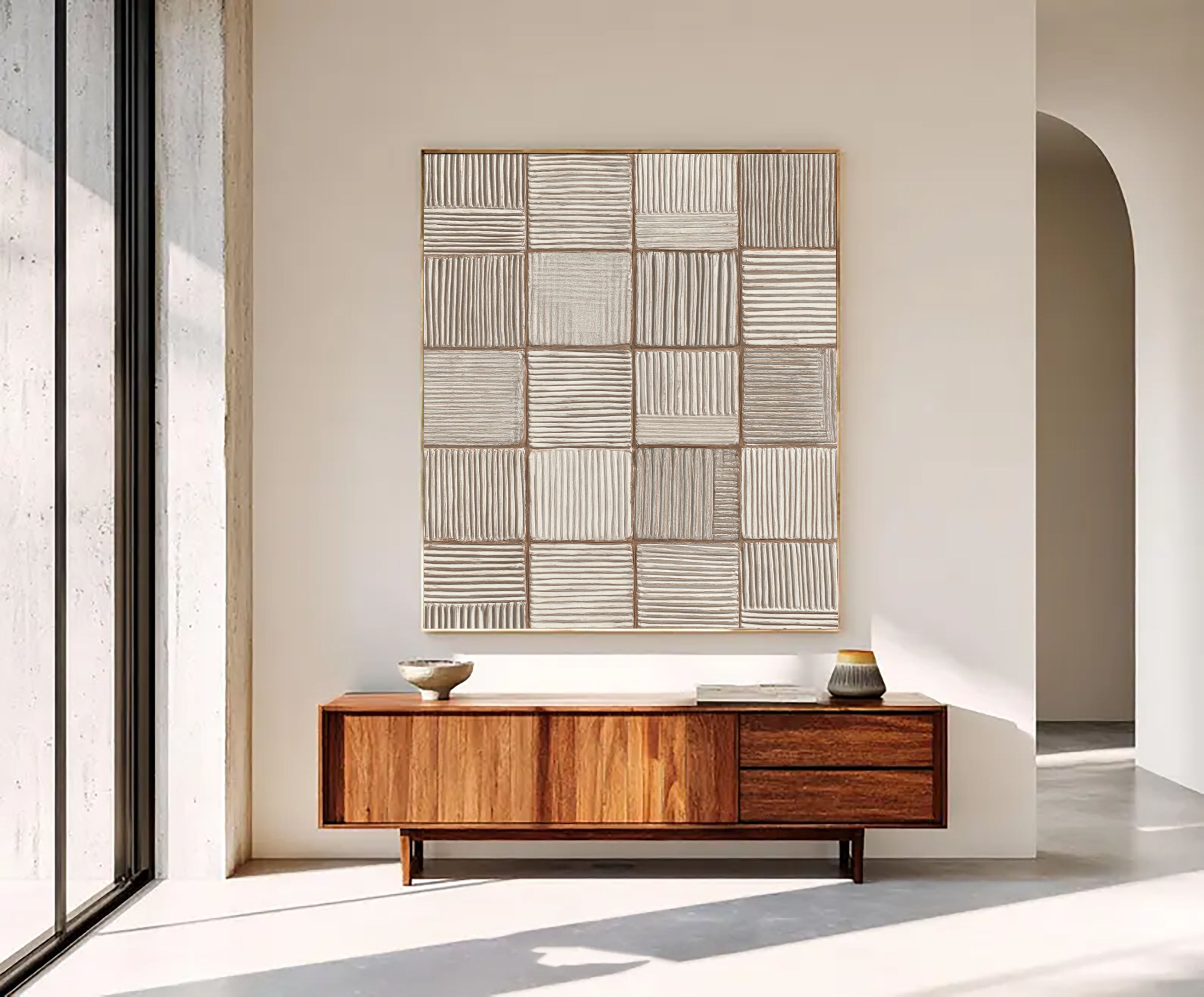 Textured Grid Elegance | Cream Panel