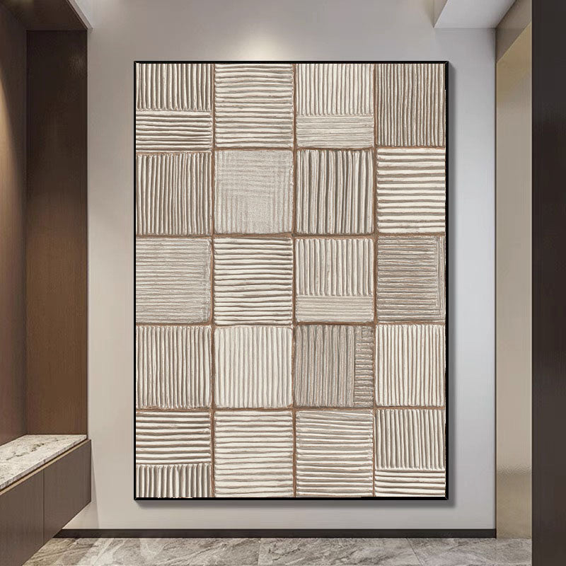 Textured Grid Elegance | Cream Panel