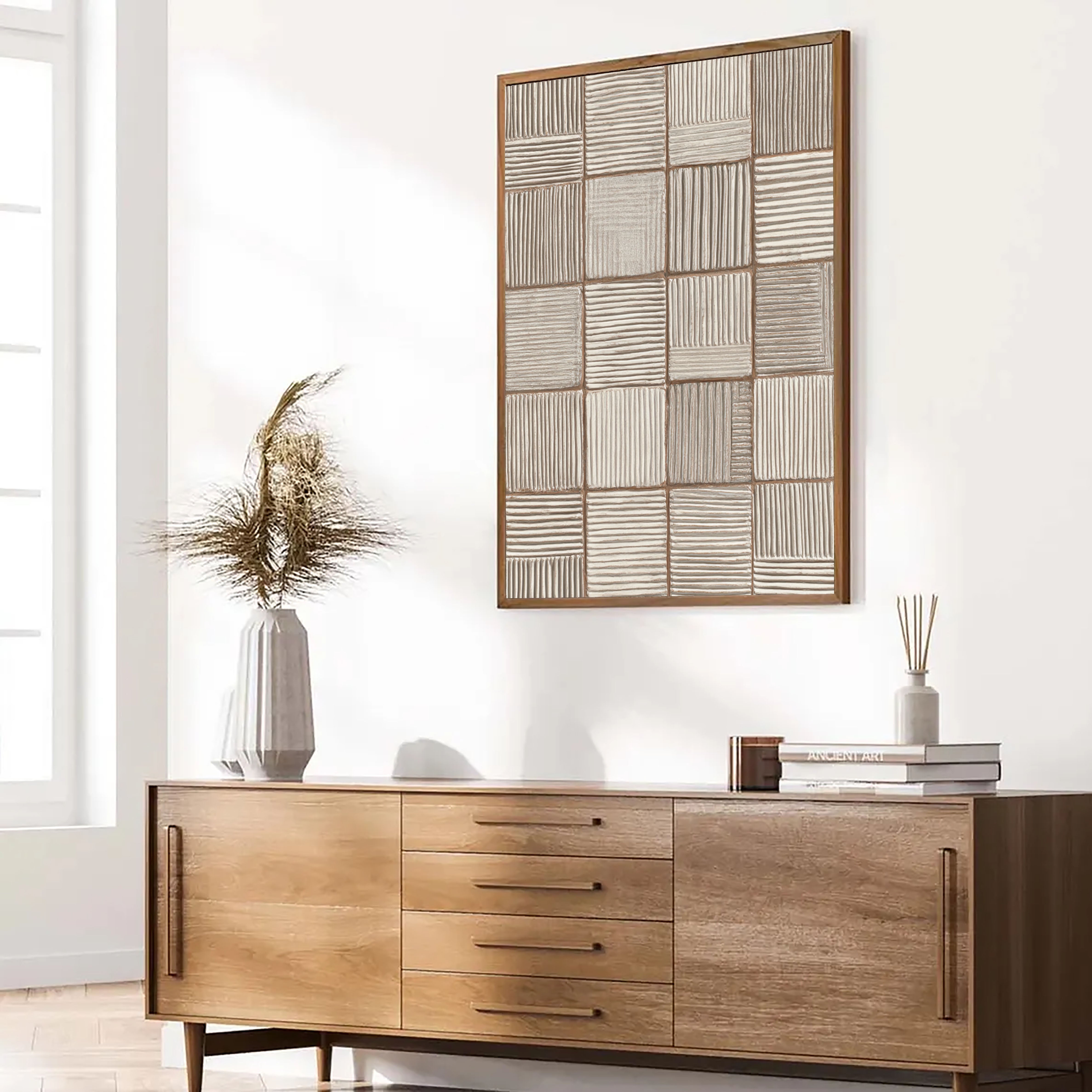 Textured Grid Elegance | Cream Panel