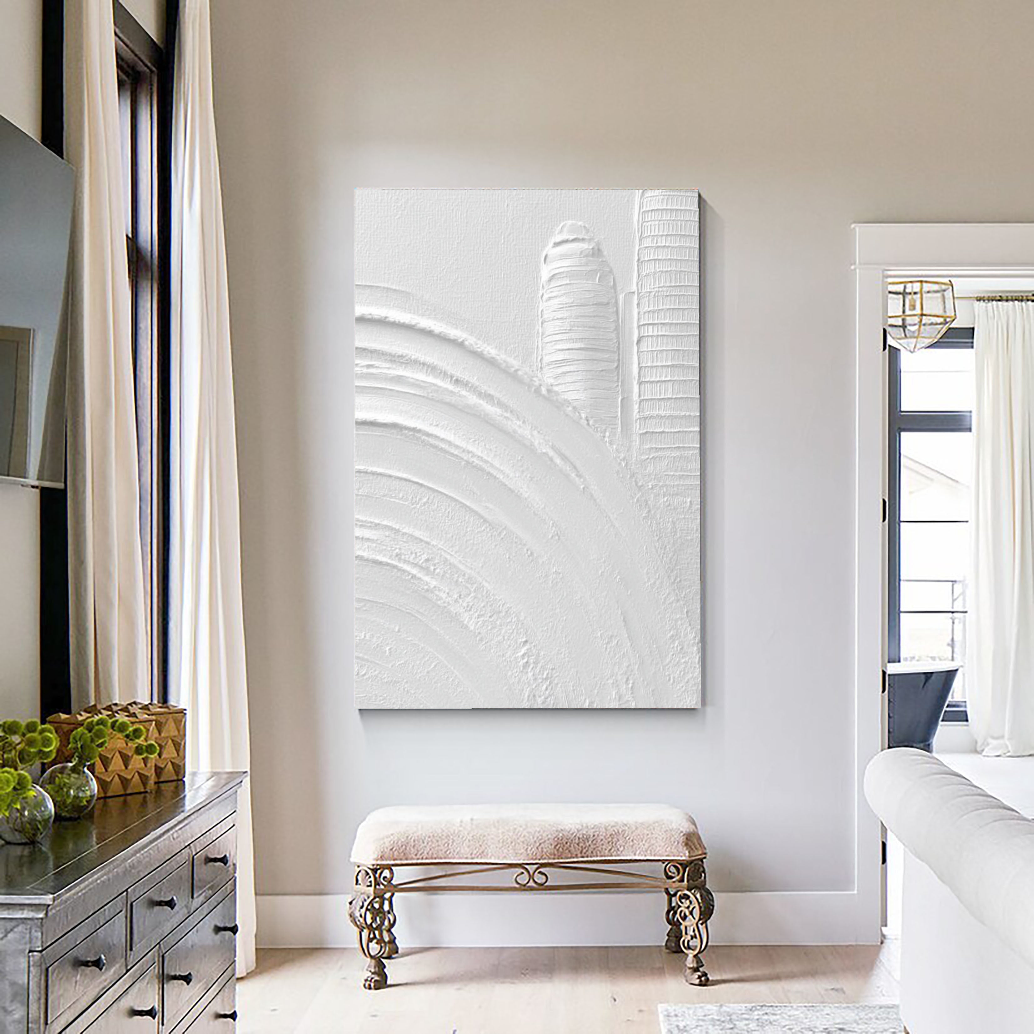 Textured Architectural Contour | White Relief
