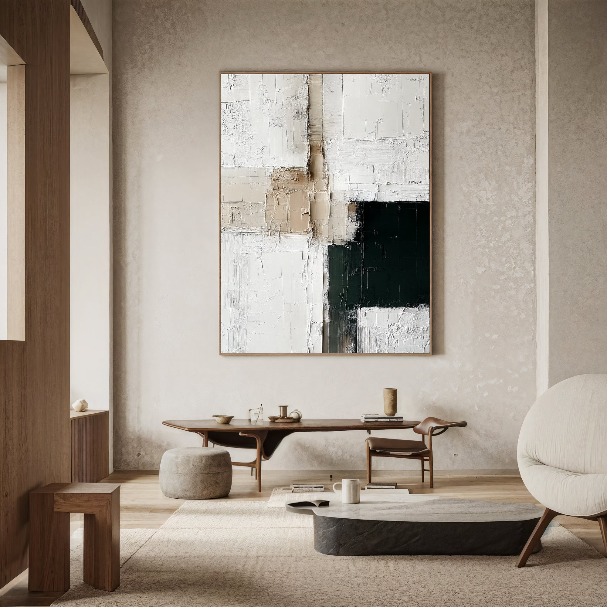 Textured Abstract Sophistication | Beige Green