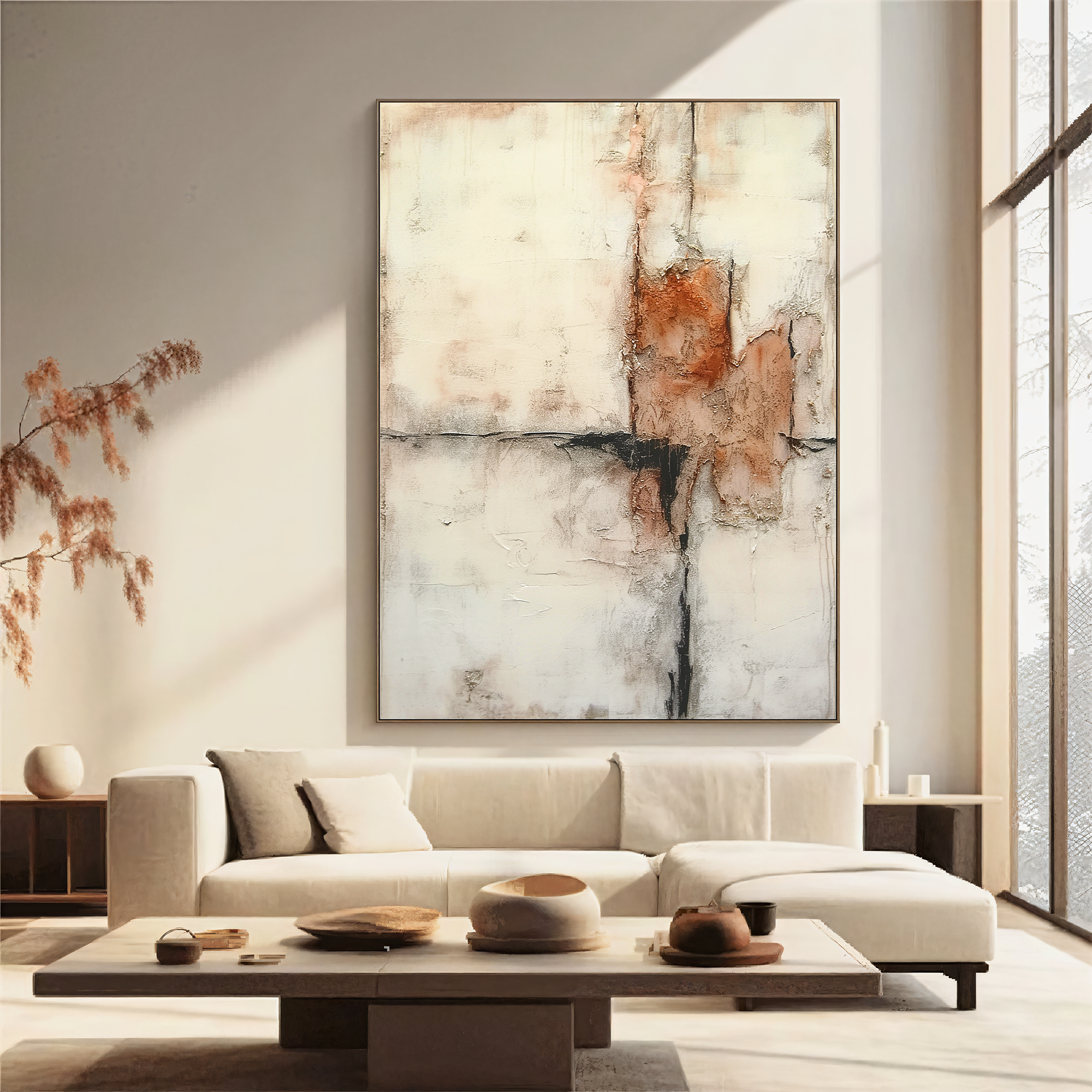 Textured Abstract Warmth | Beige Rust