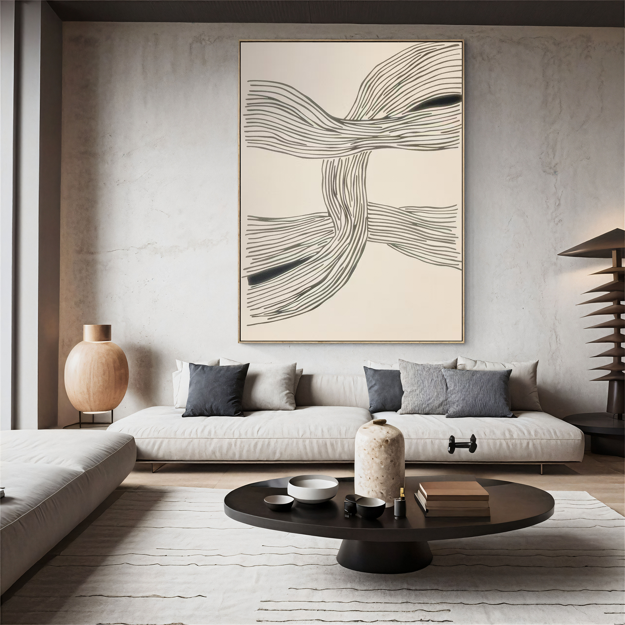 Textured Line Dynamism | Grey Beige