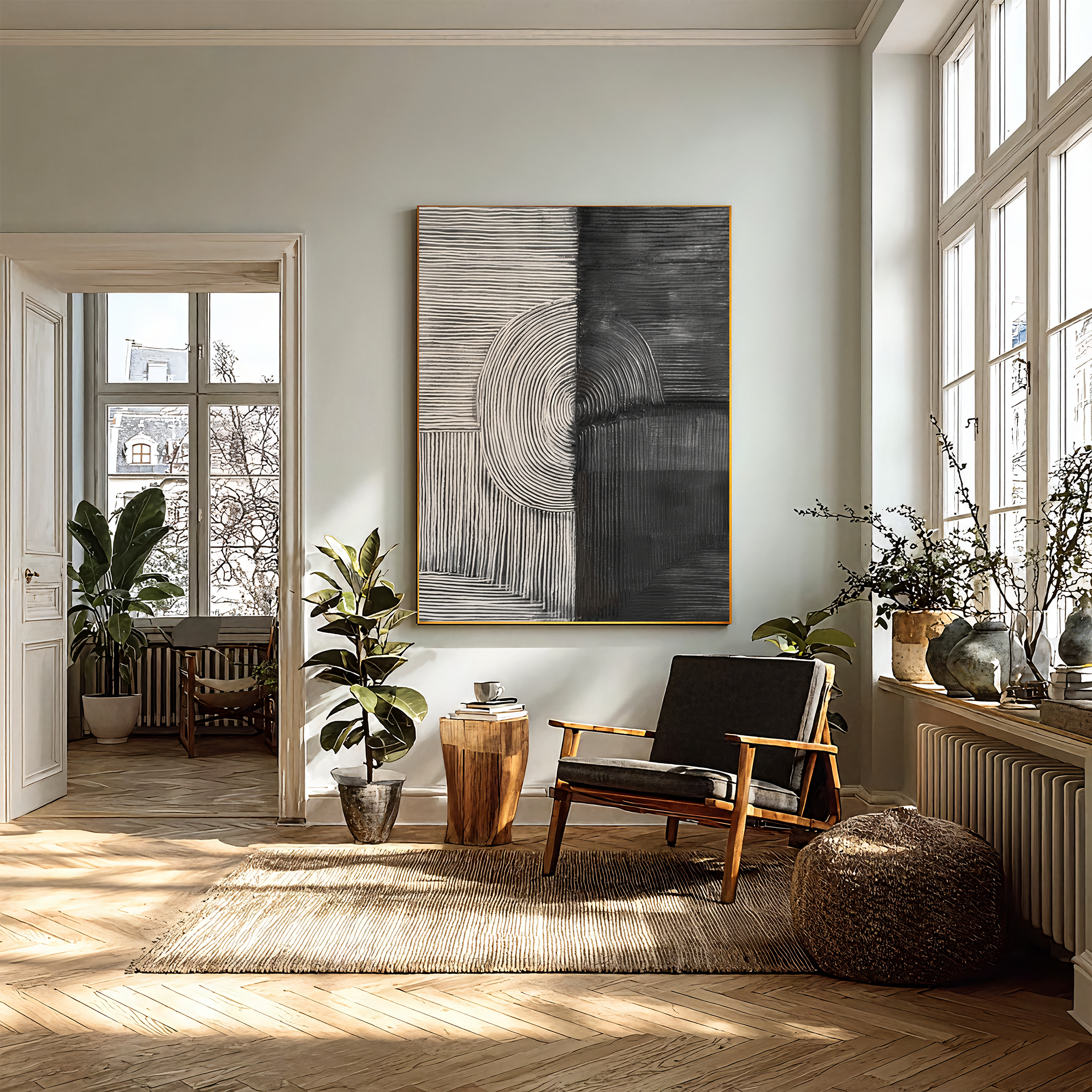 Textured Geometric Rhythm | Grey Black