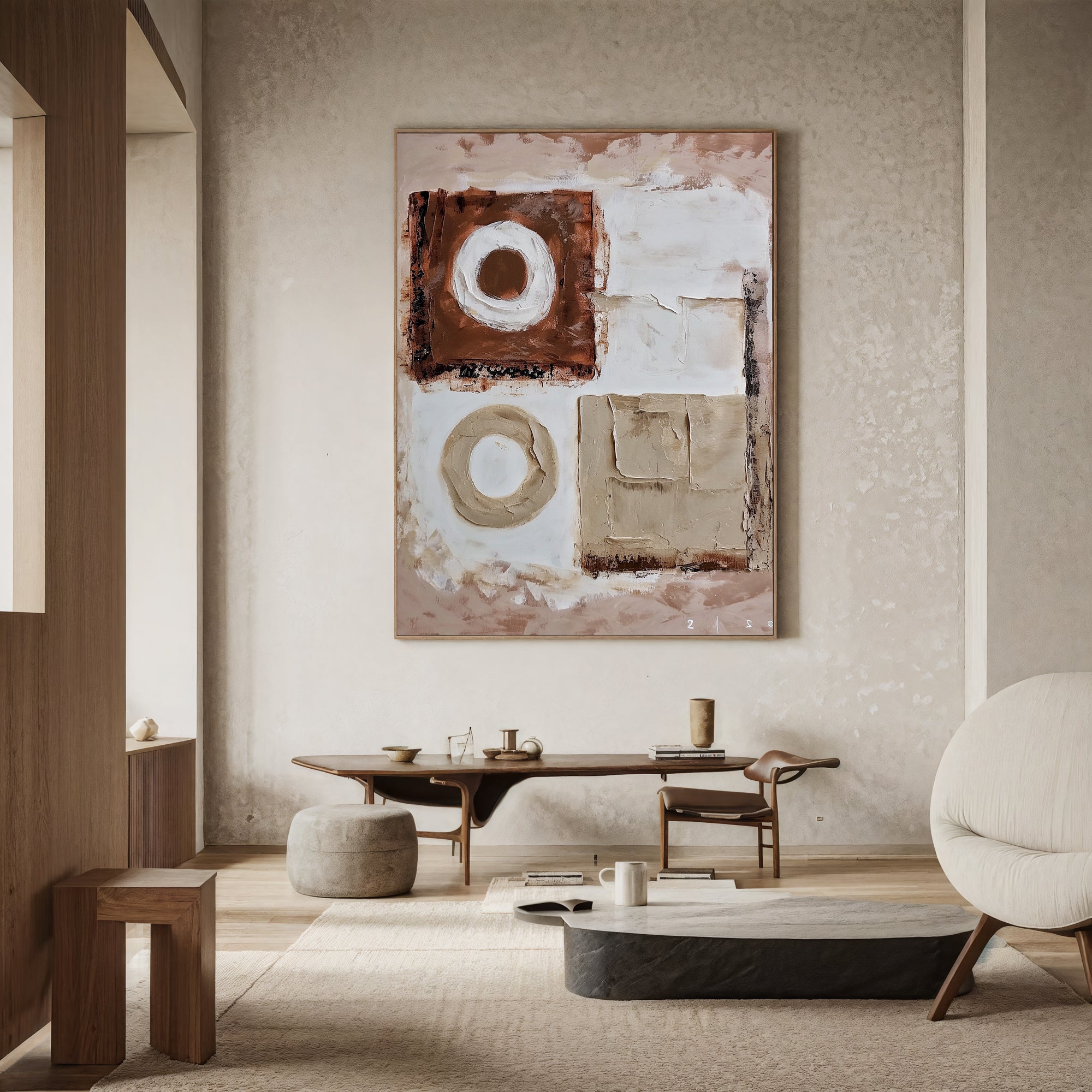 Textured Geometric Warmth | Beige Fusion