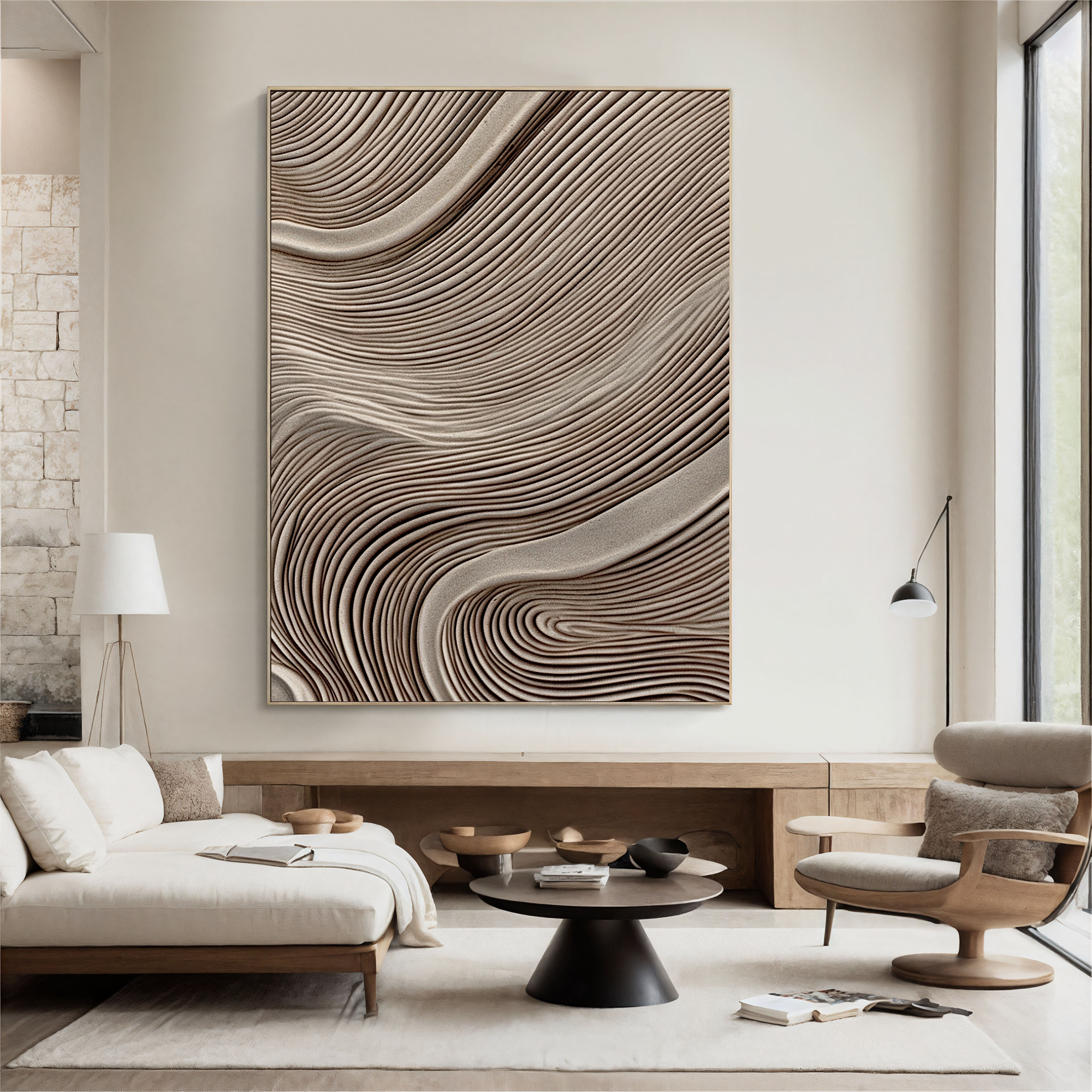 Textured Wave Sophistication | Beige Grey