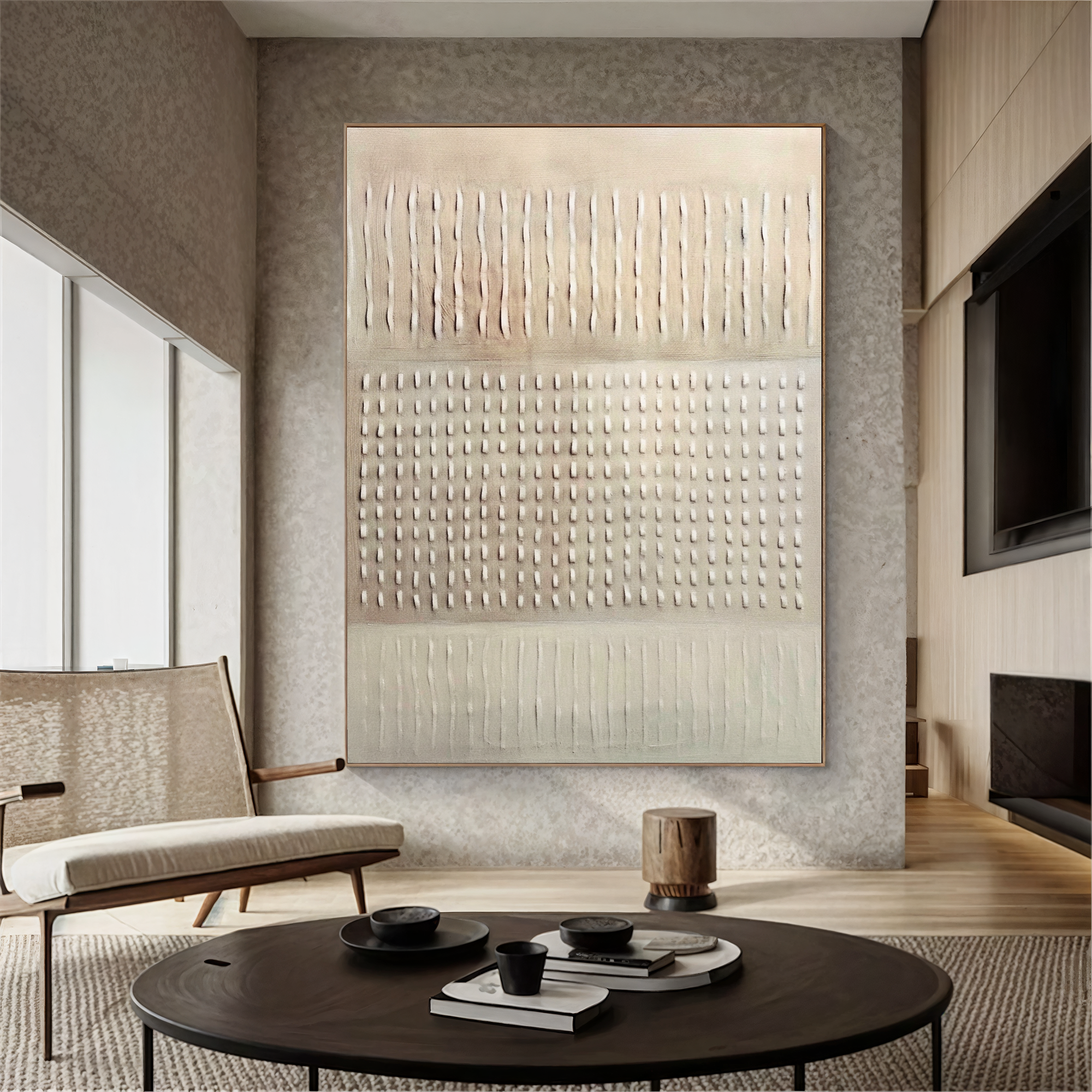 Textured Grid Elegance | Beige Rhythm