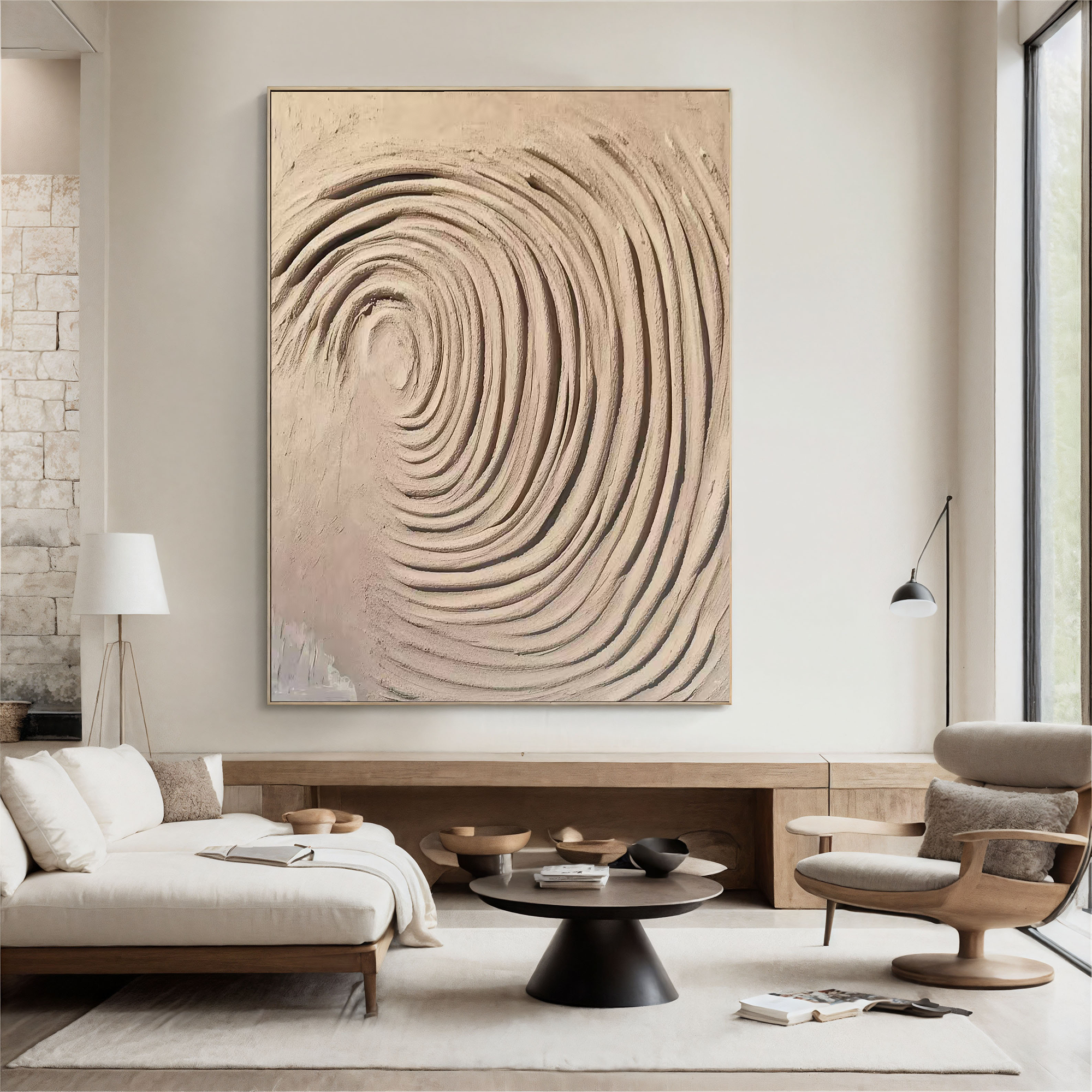 Textured Spiral Opulence | Beige Grey