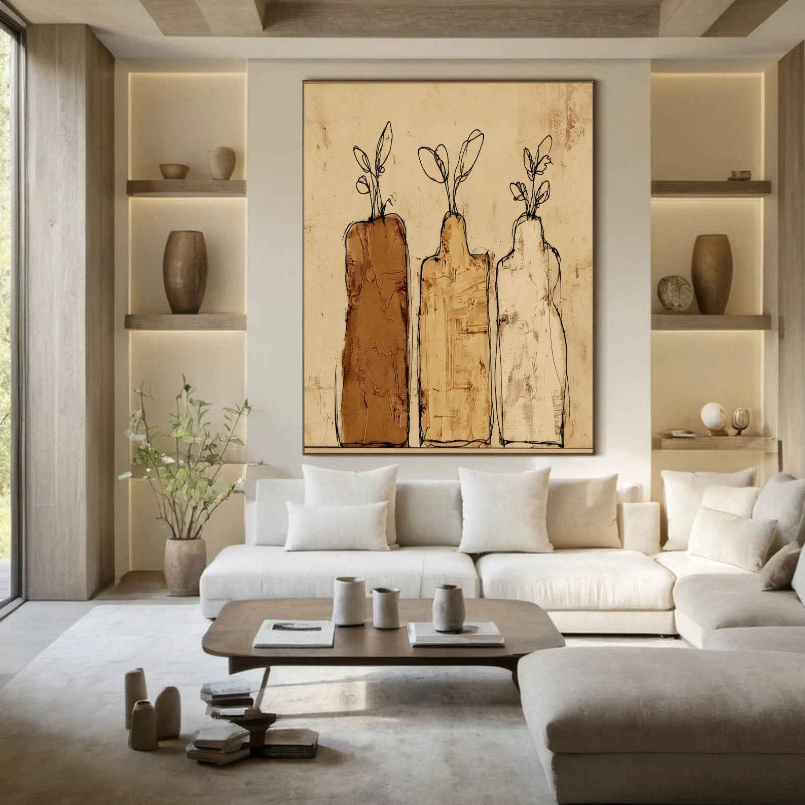 Textured Vase Trio | Warm Neutrals