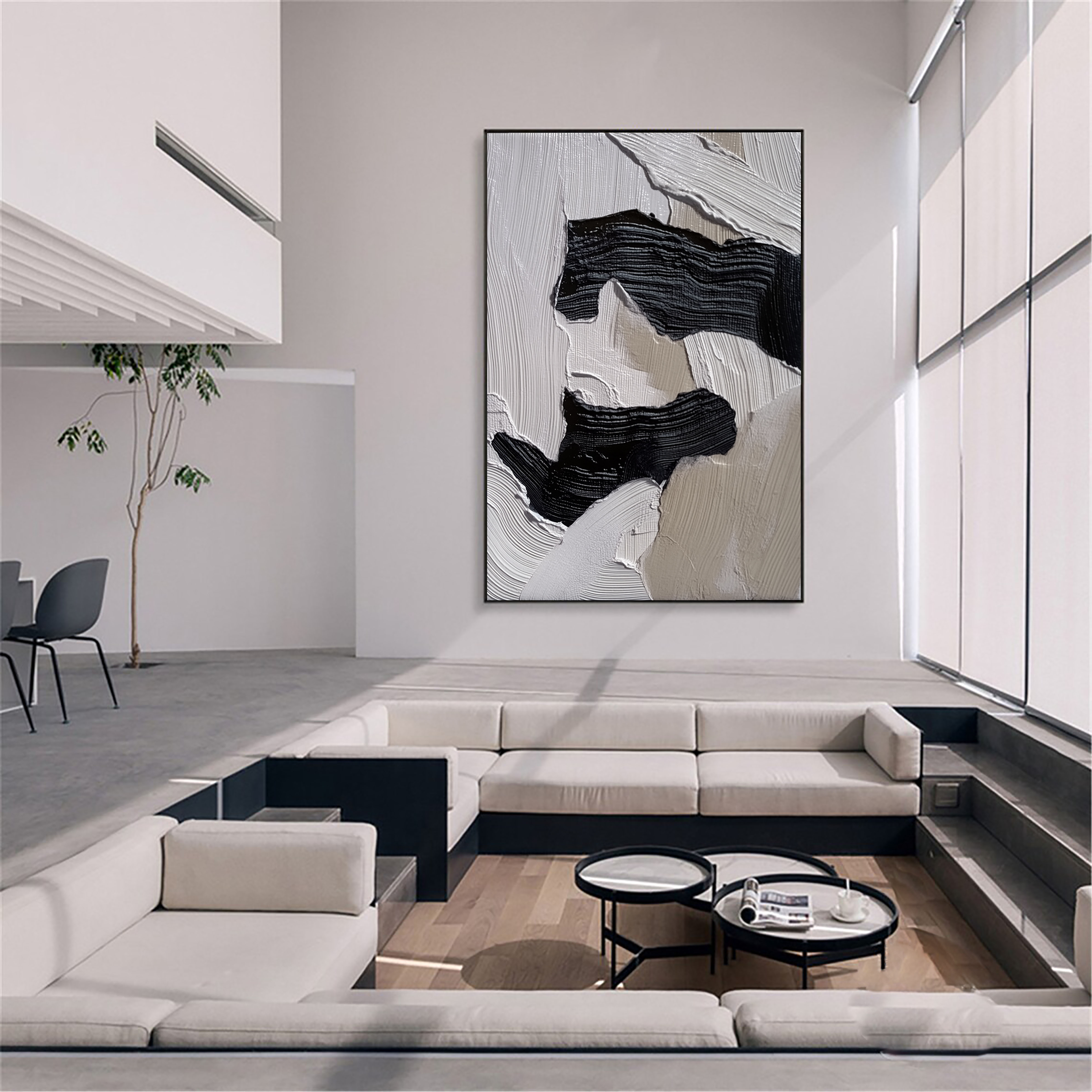 Textured Abstract Shapes | Black Beige