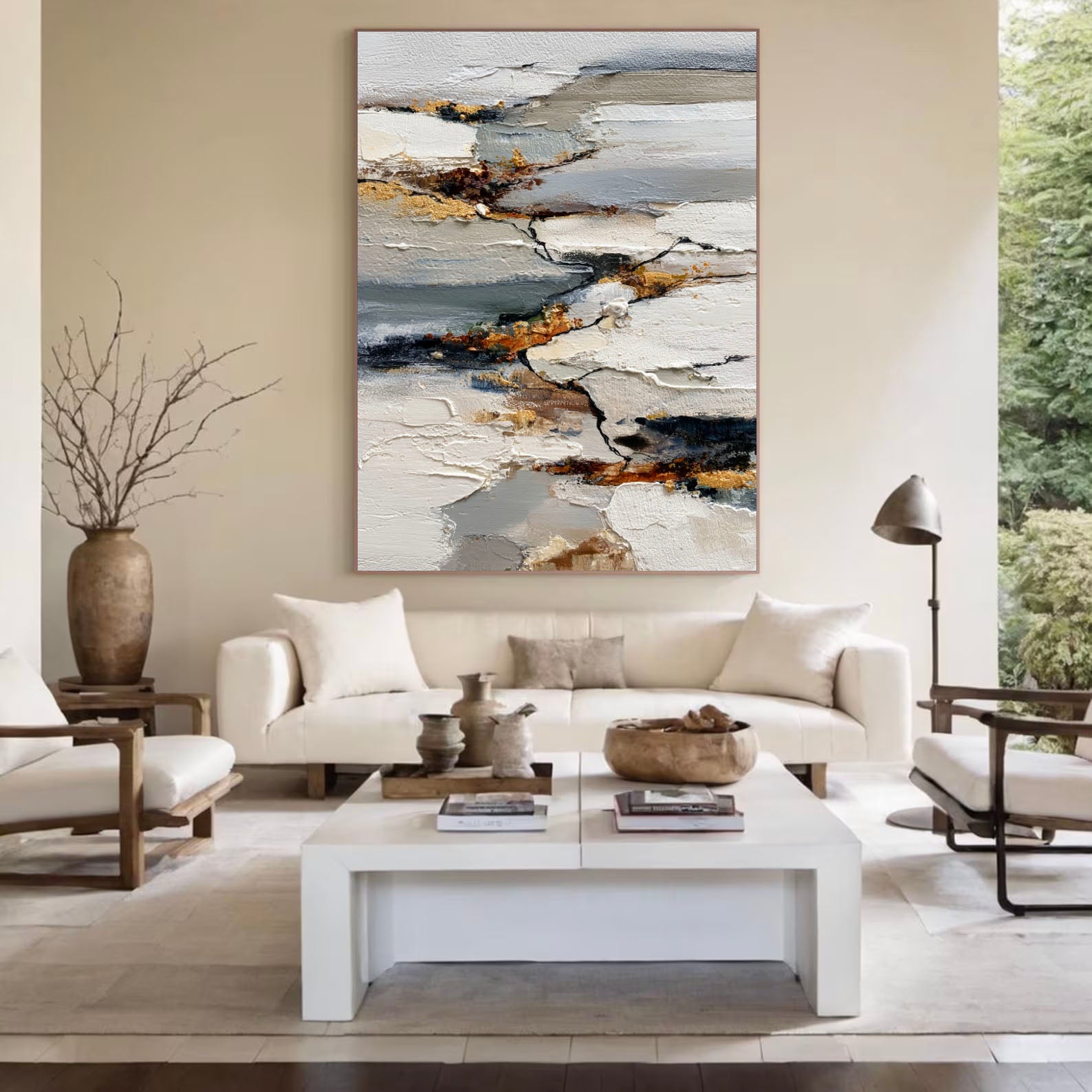 Textured Gold Accent Art | Elegant Depth