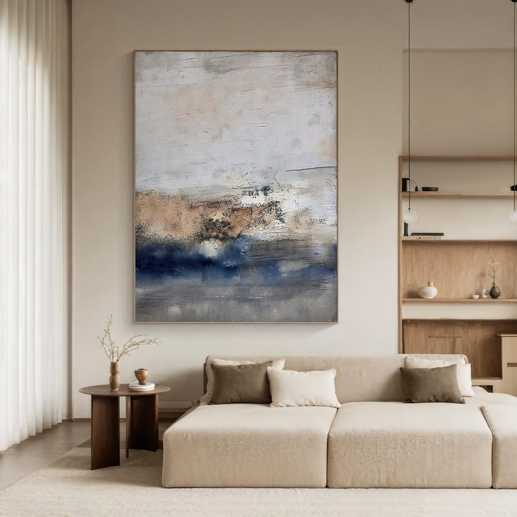 Scumbled Pewter Horizons | Indigo Undulations