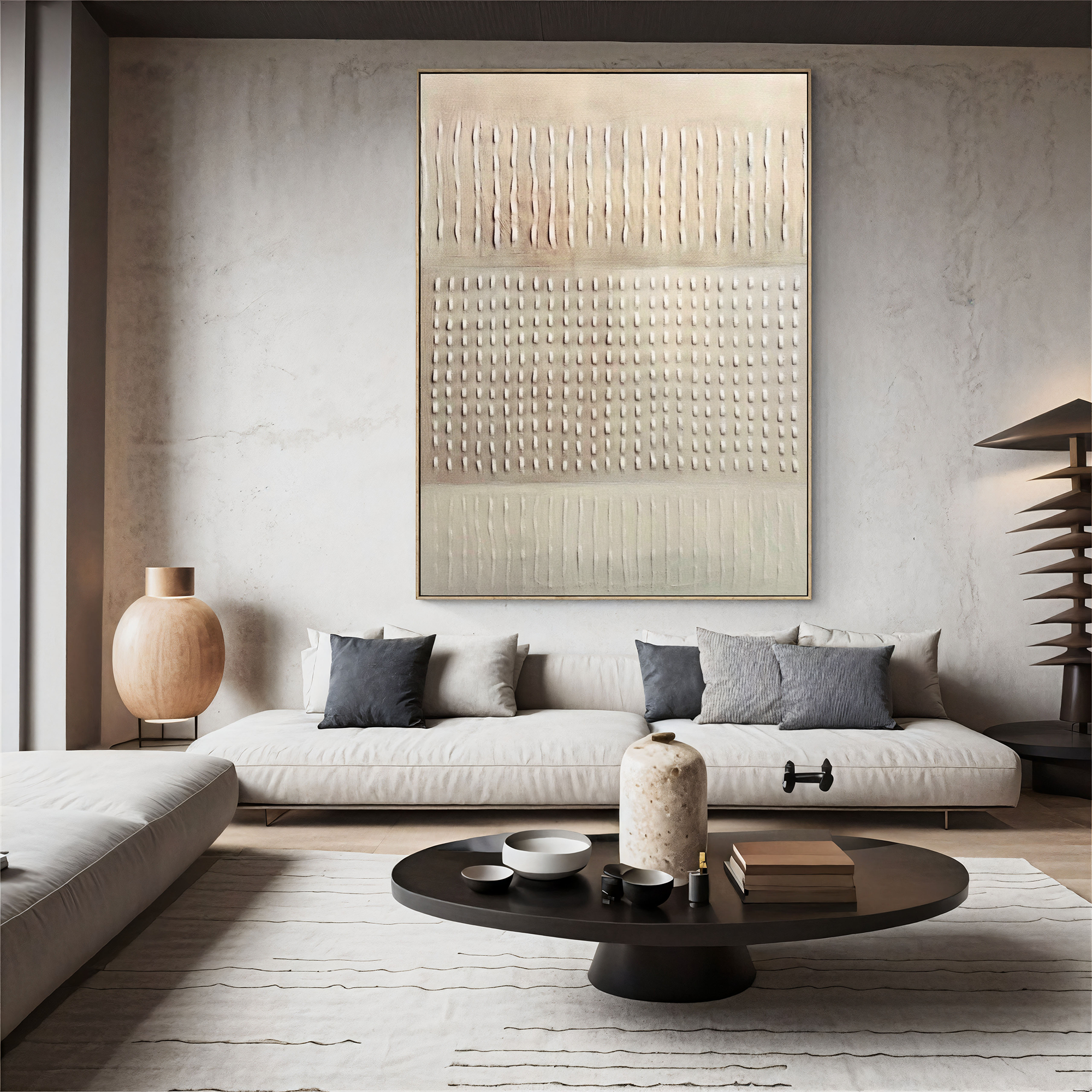 Textured Grid Elegance | Beige Rhythm