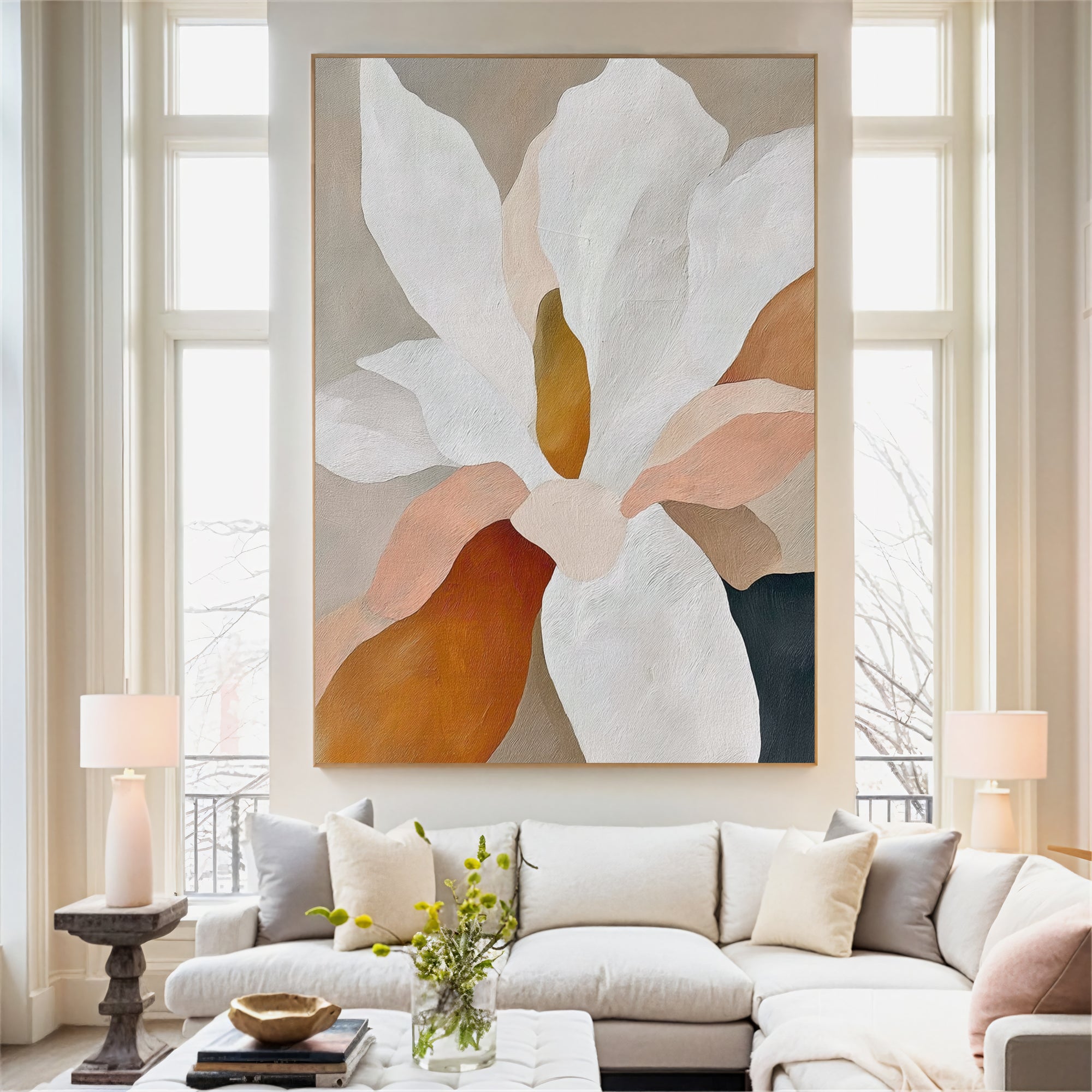 Textured Floral Elegance | Cream Petals