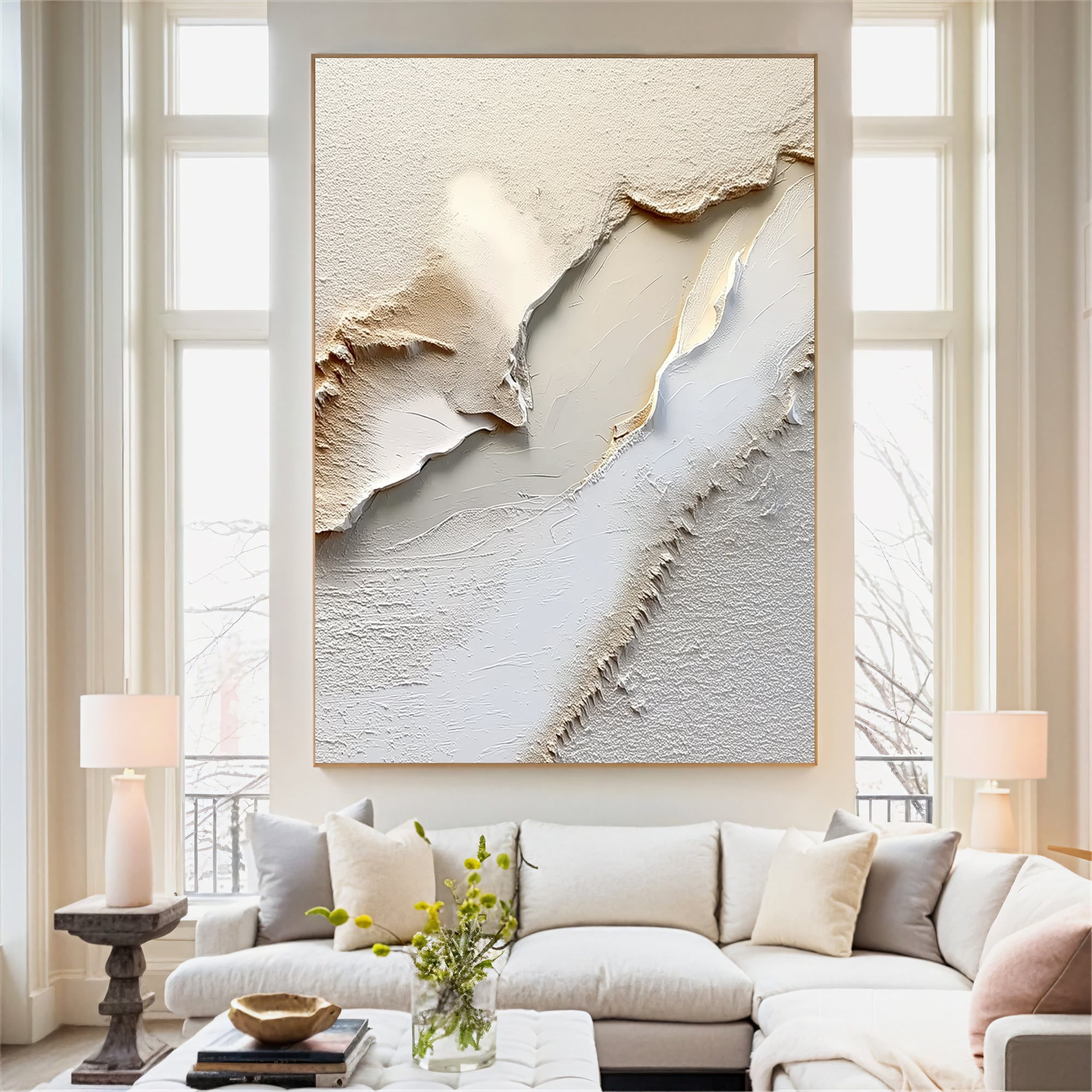 Textured Cream Undulation | Gilded Edges