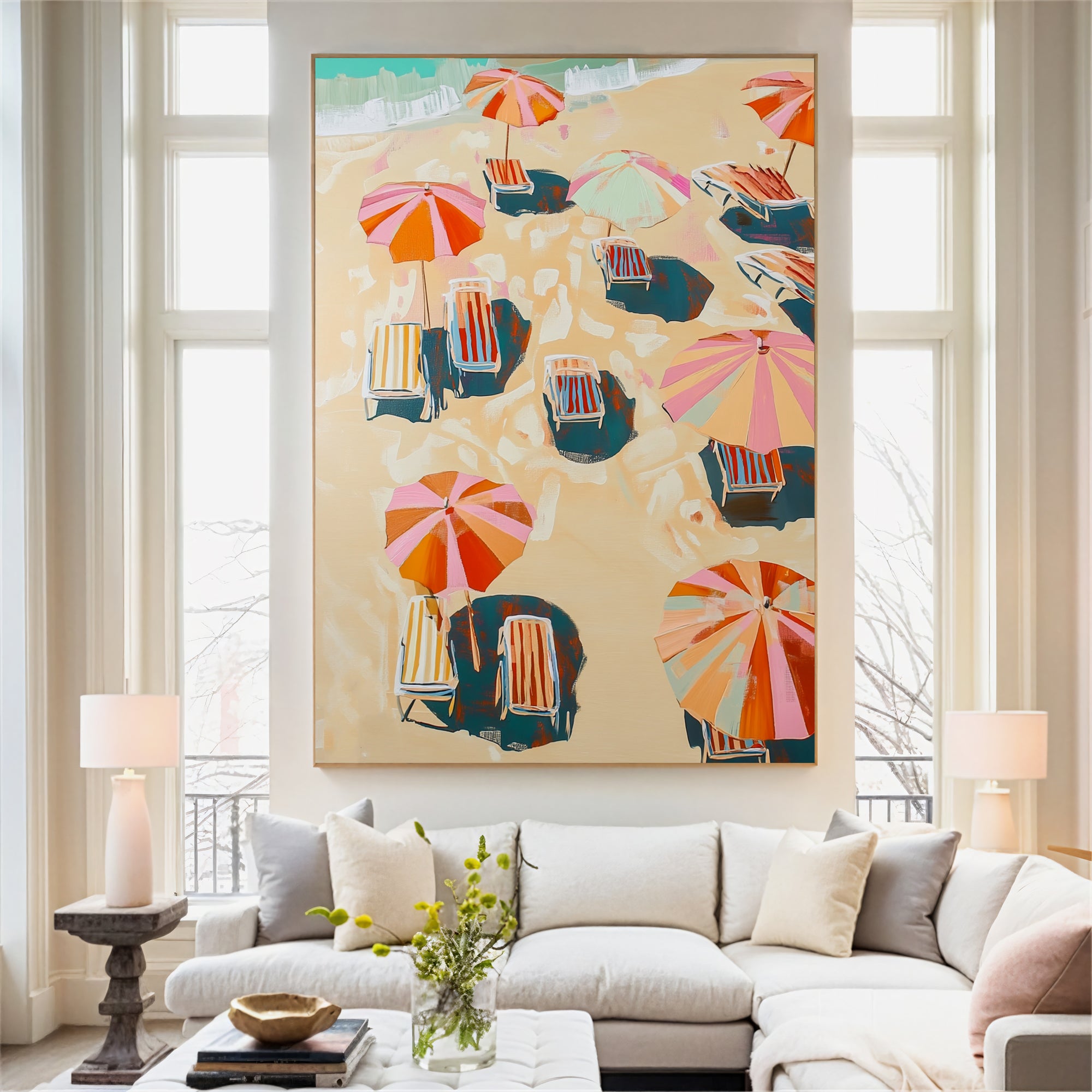 Textured Coastal Cheer | Vibrant Umbrellas